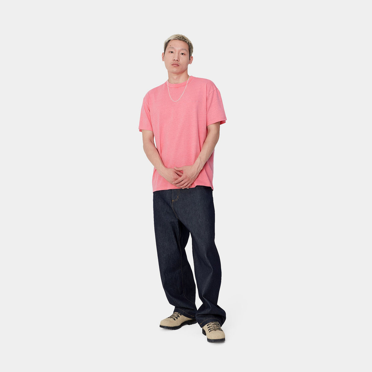 S/S DUSTER SCRIPT T-SHIRT - Charm Pink (garment dyed) 4