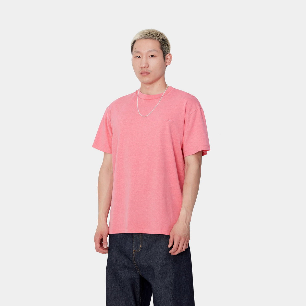 S/S DUSTER SCRIPT T-SHIRT - Charm Pink (garment dyed) 2