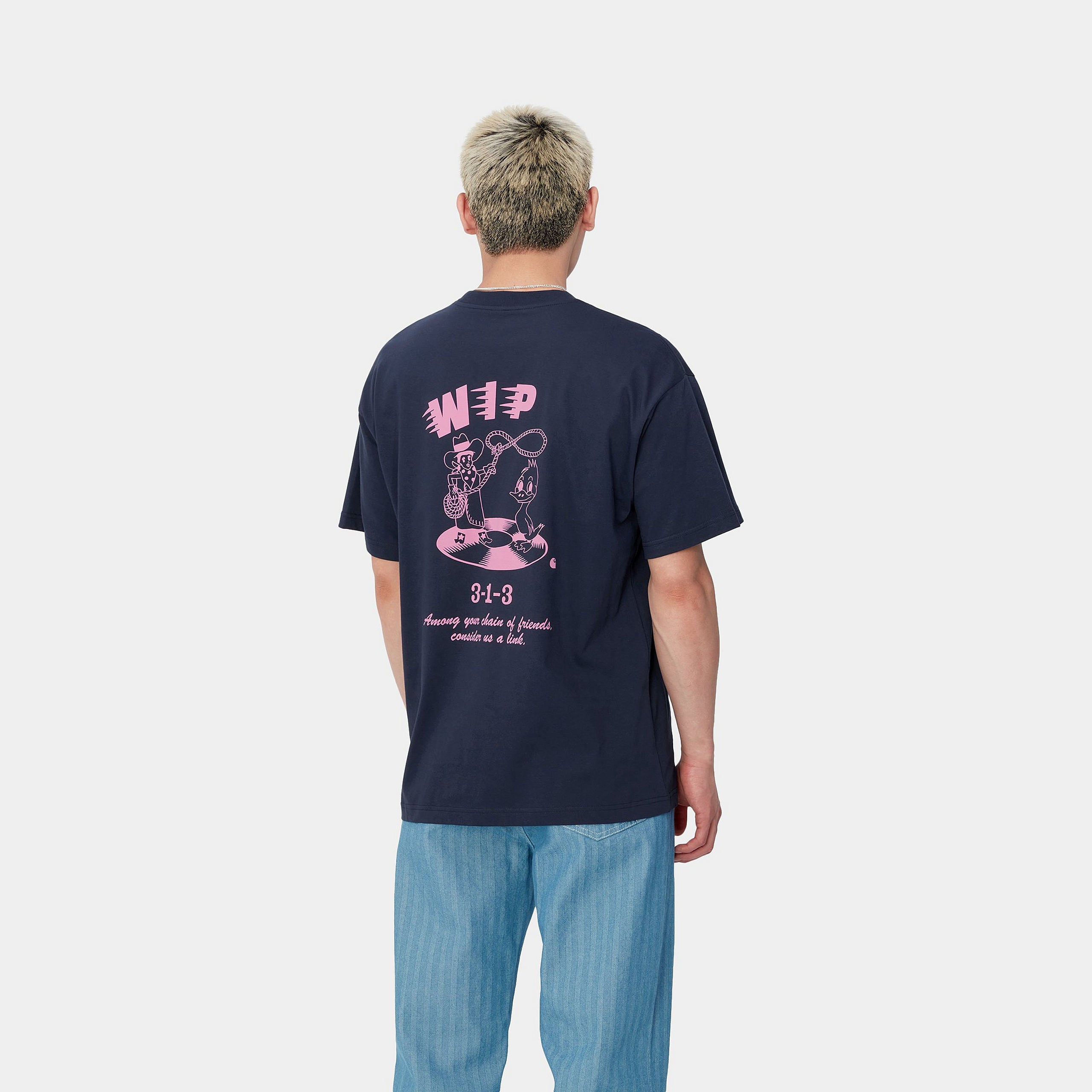 S/S FRIENDSHIP T-SHIRT - Air Force Blue / Light Pink