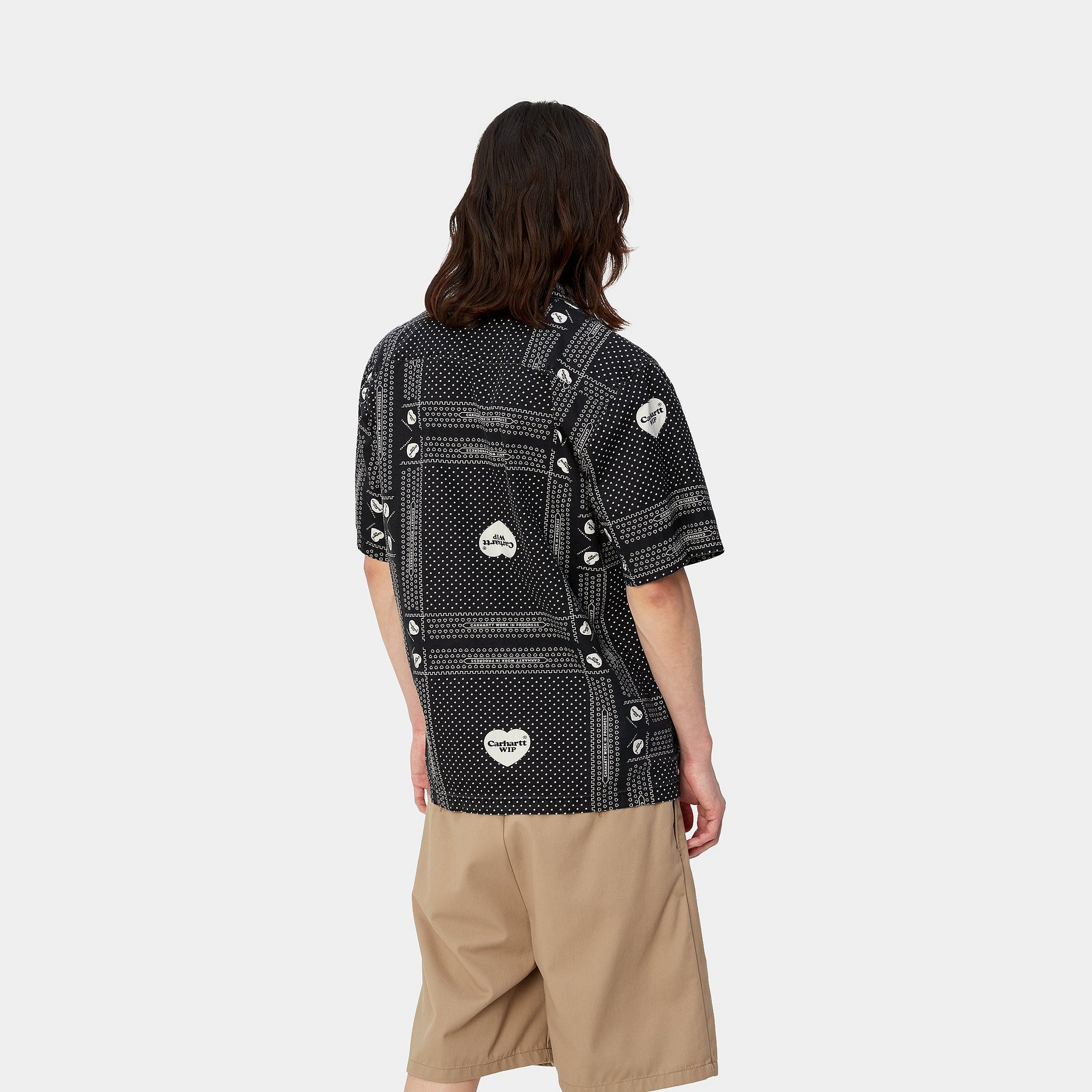 S/S HEART BANDANA SHIRT - Heart Bandana AOP, Black 3