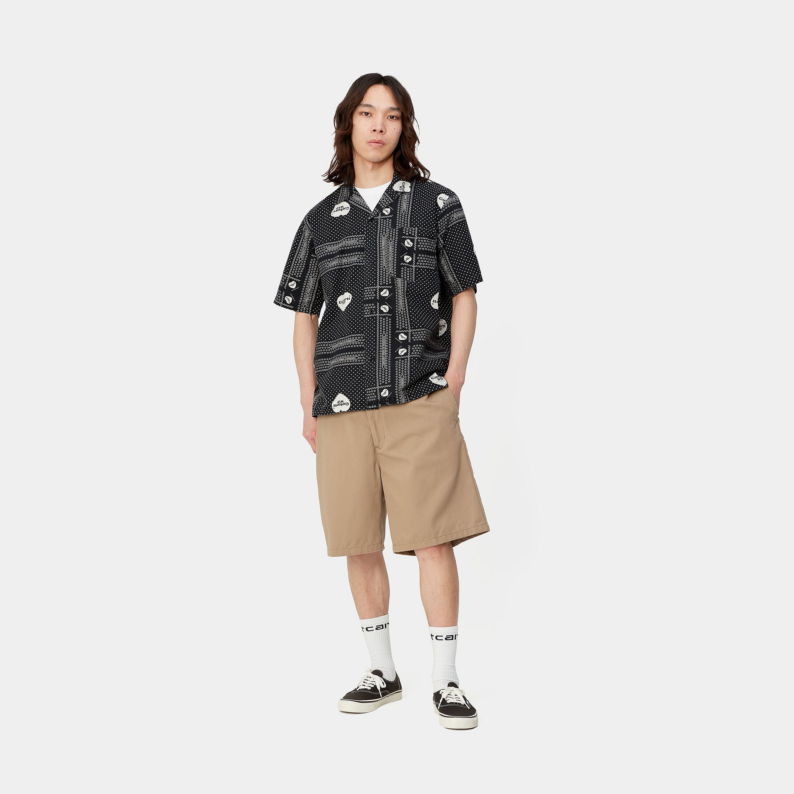 S/S HEART BANDANA SHIRT - Heart Bandana AOP, Black