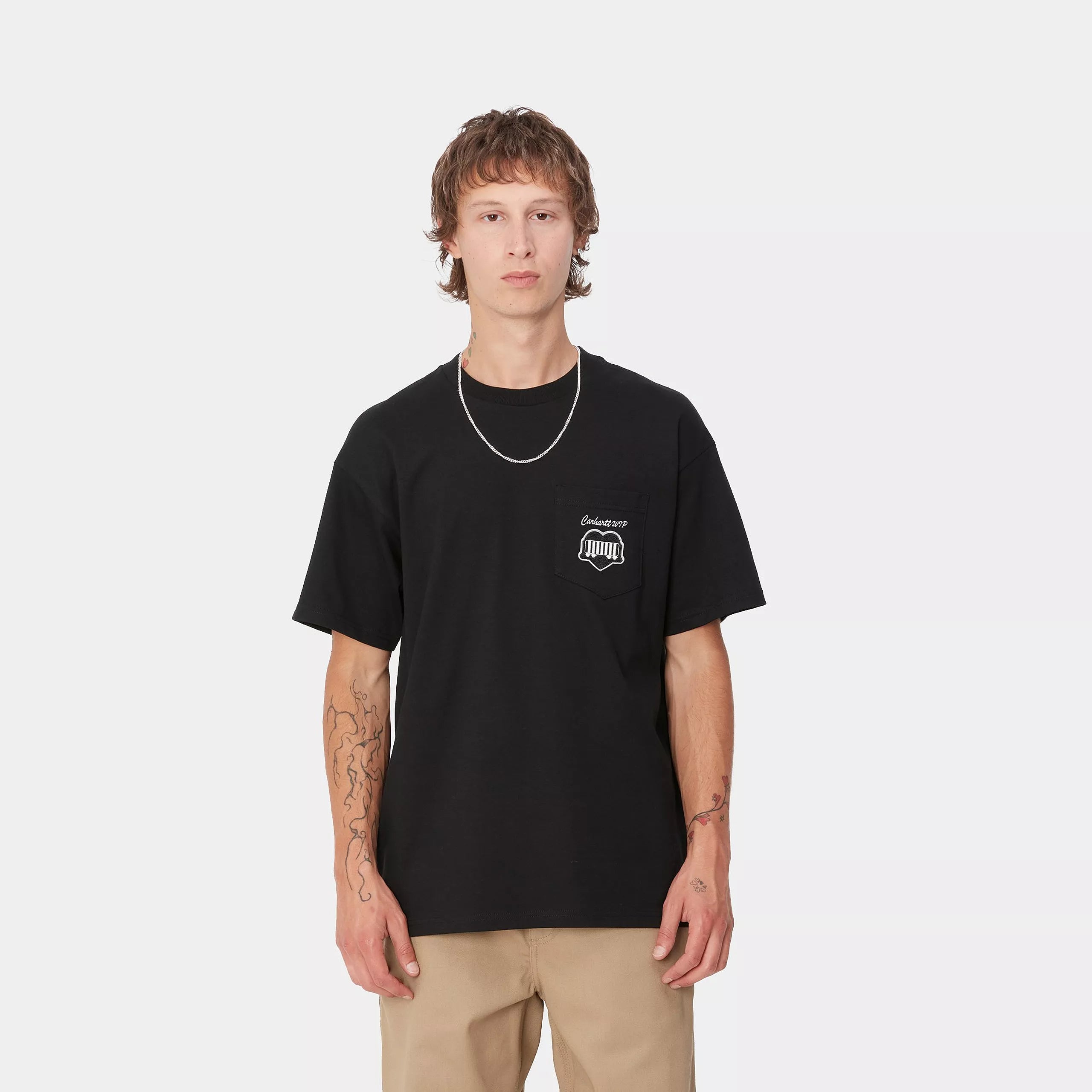 S/S HEART TRAIN POCKET T-SHIRT - Black