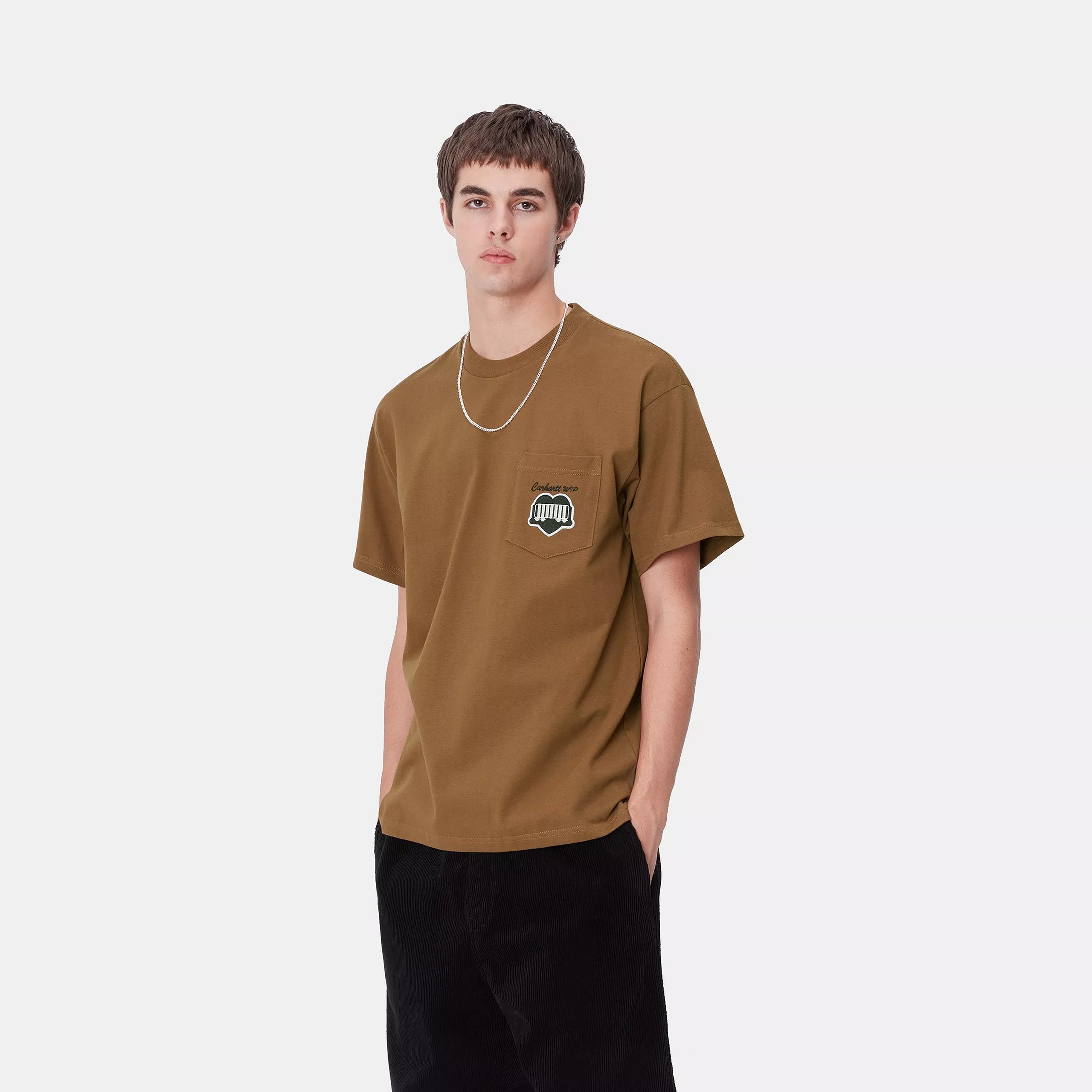 S/S HEART TRAIN POCKET T-SHIRT - Hamilton Brown