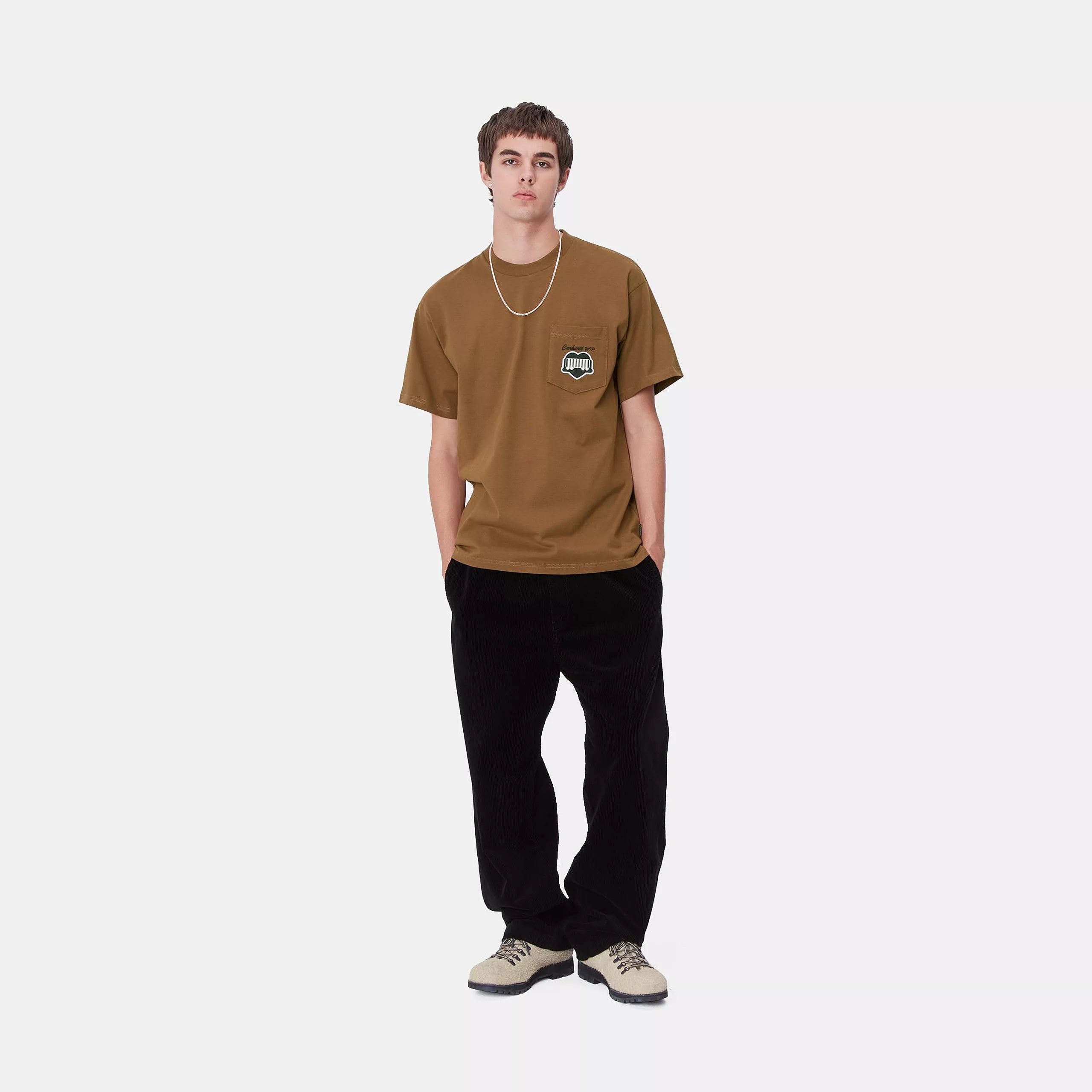 S/S HEART TRAIN POCKET T-SHIRT - Hamilton Brown