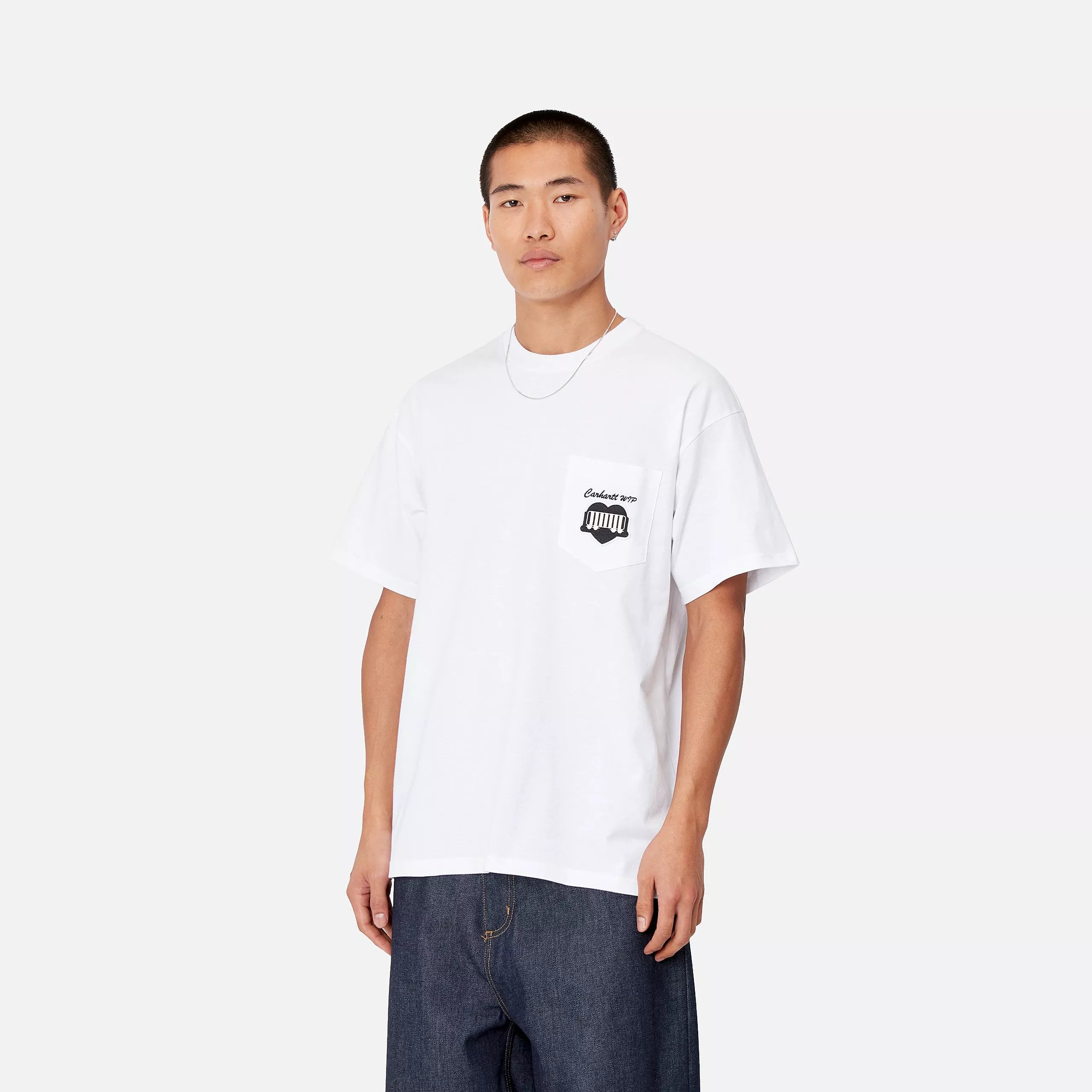 S/S HEART TRAIN POCKET T-SHIRT - White