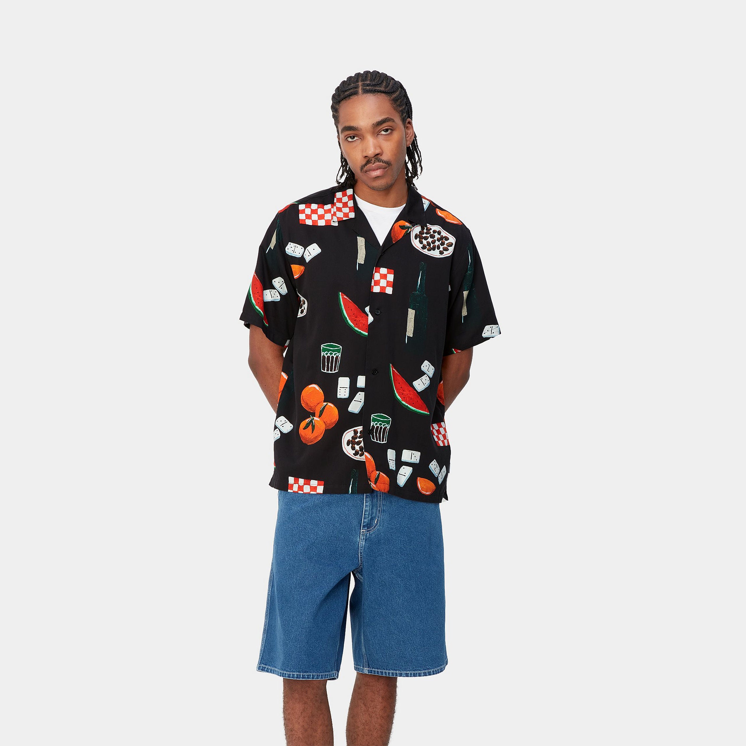 S/S ISIS MARIA DINNER SHIRT - Isis Maria Dinner AOP, Black 2
