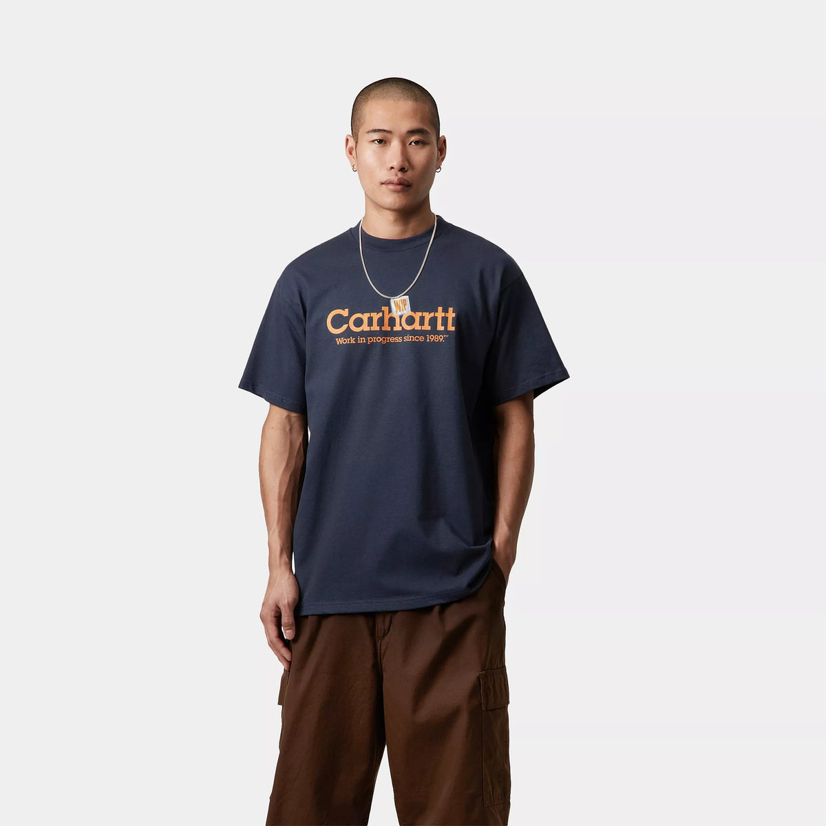 S/S LABEL SCRIPT T-SHIRT - Blue 2