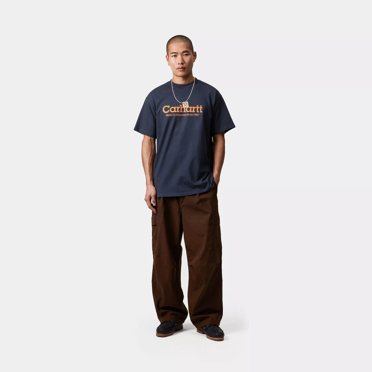 S/S LABEL SCRIPT T-SHIRT - Blue 4
