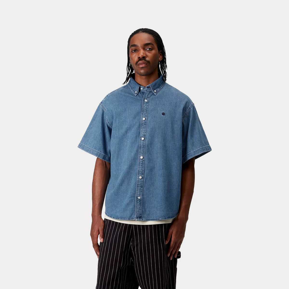 S/S LUCAS SHIRT - Blue (stone washed) 3