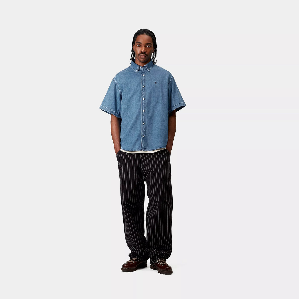 S/S LUCAS SHIRT - Blue (stone washed) 5