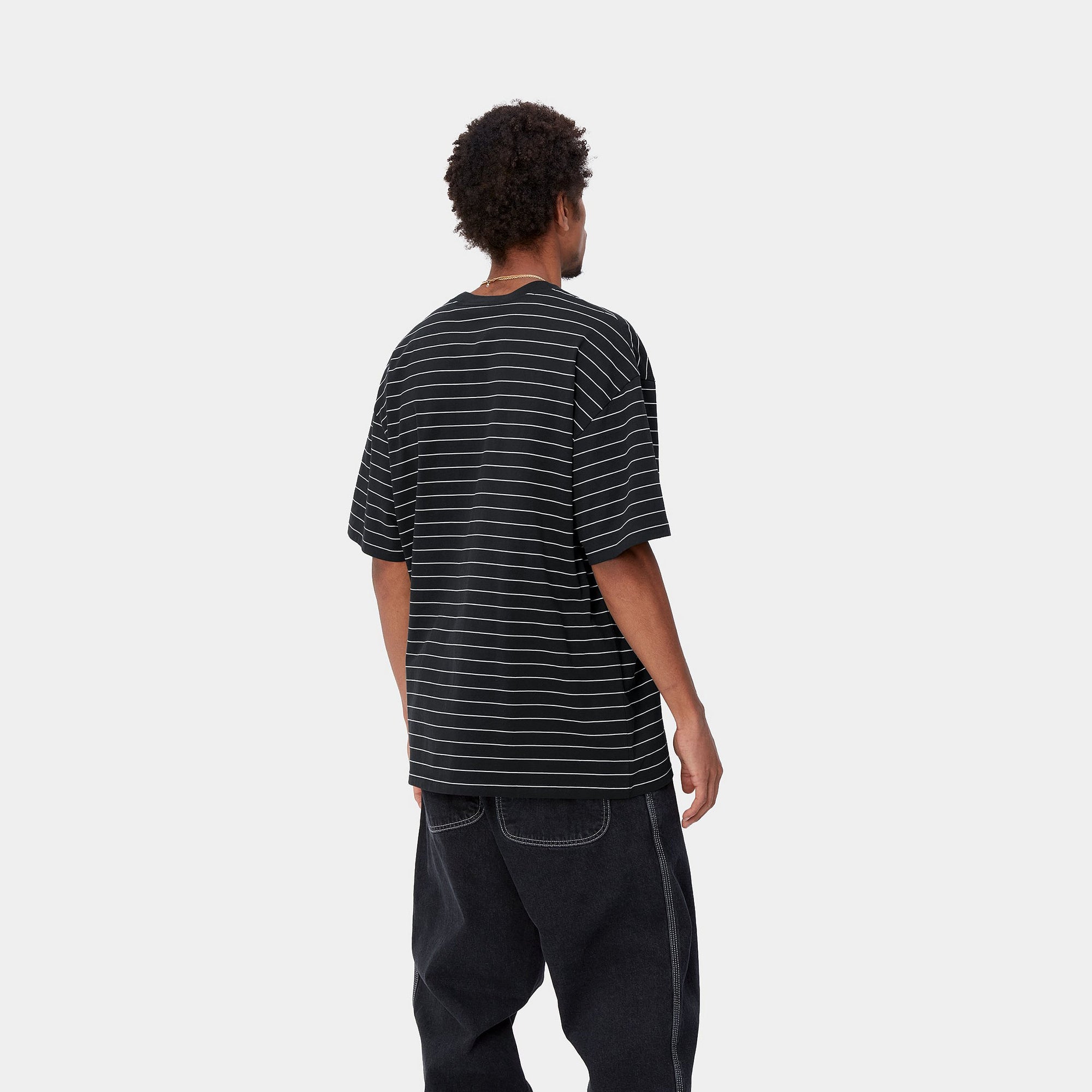 S/S ORLEAN SPREE T-SHIRT - Orlean Stripe Horizontal, Black / White