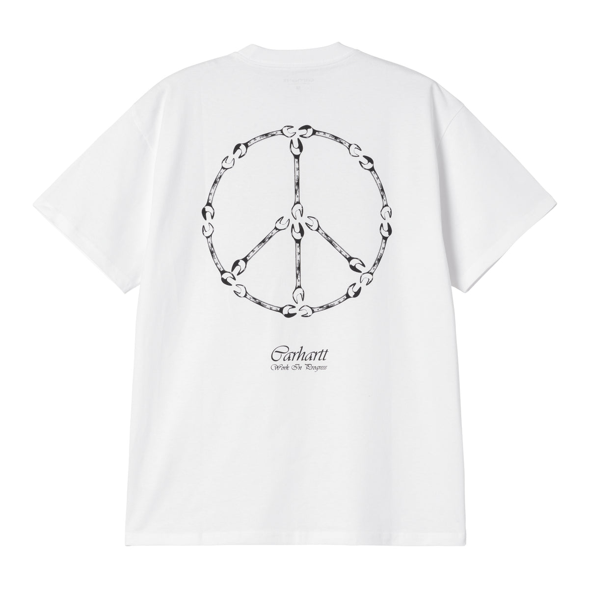 S/S PEACE AND WORK T-SHIRT - White / Black 5