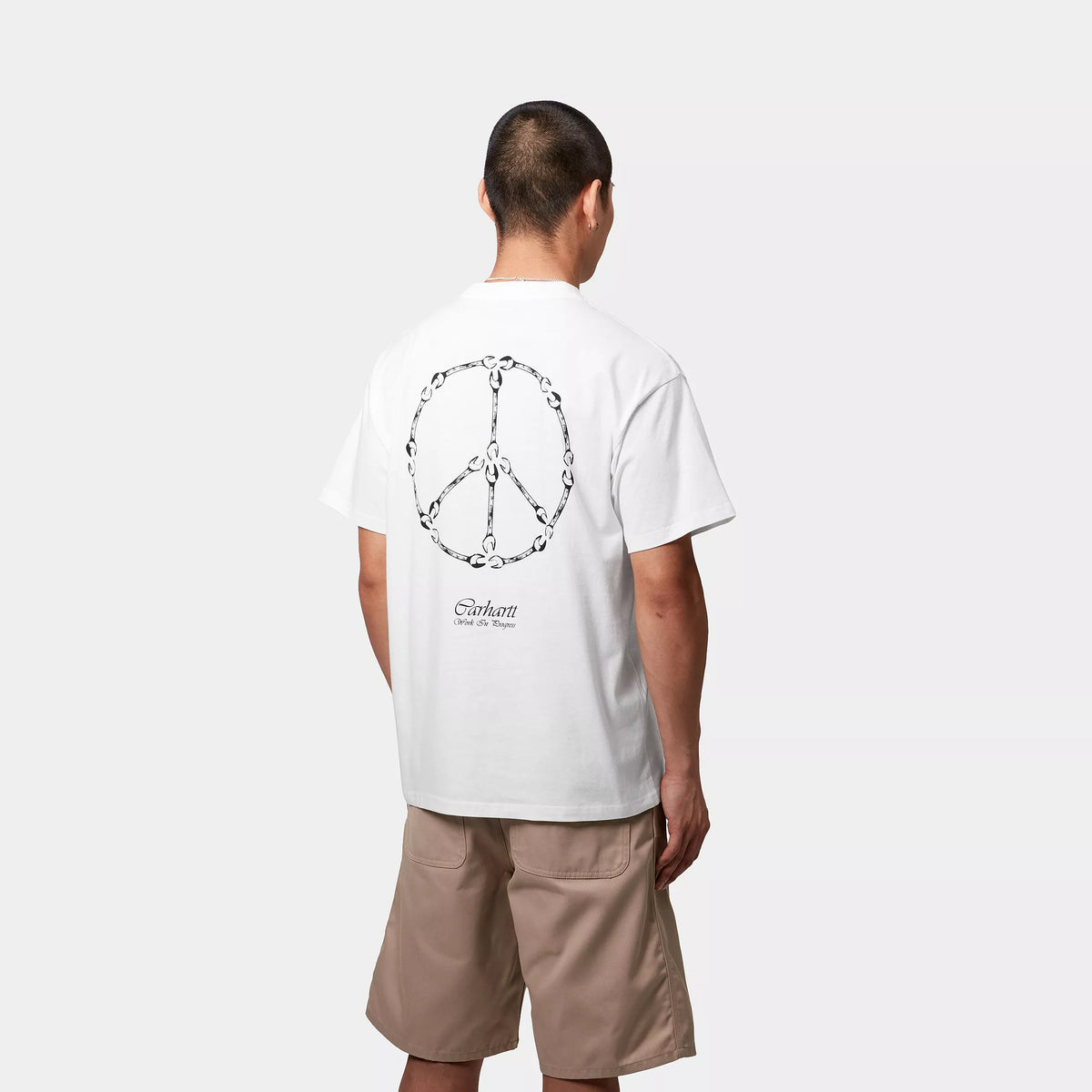 S/S PEACE AND WORK T-SHIRT - White / Black 3