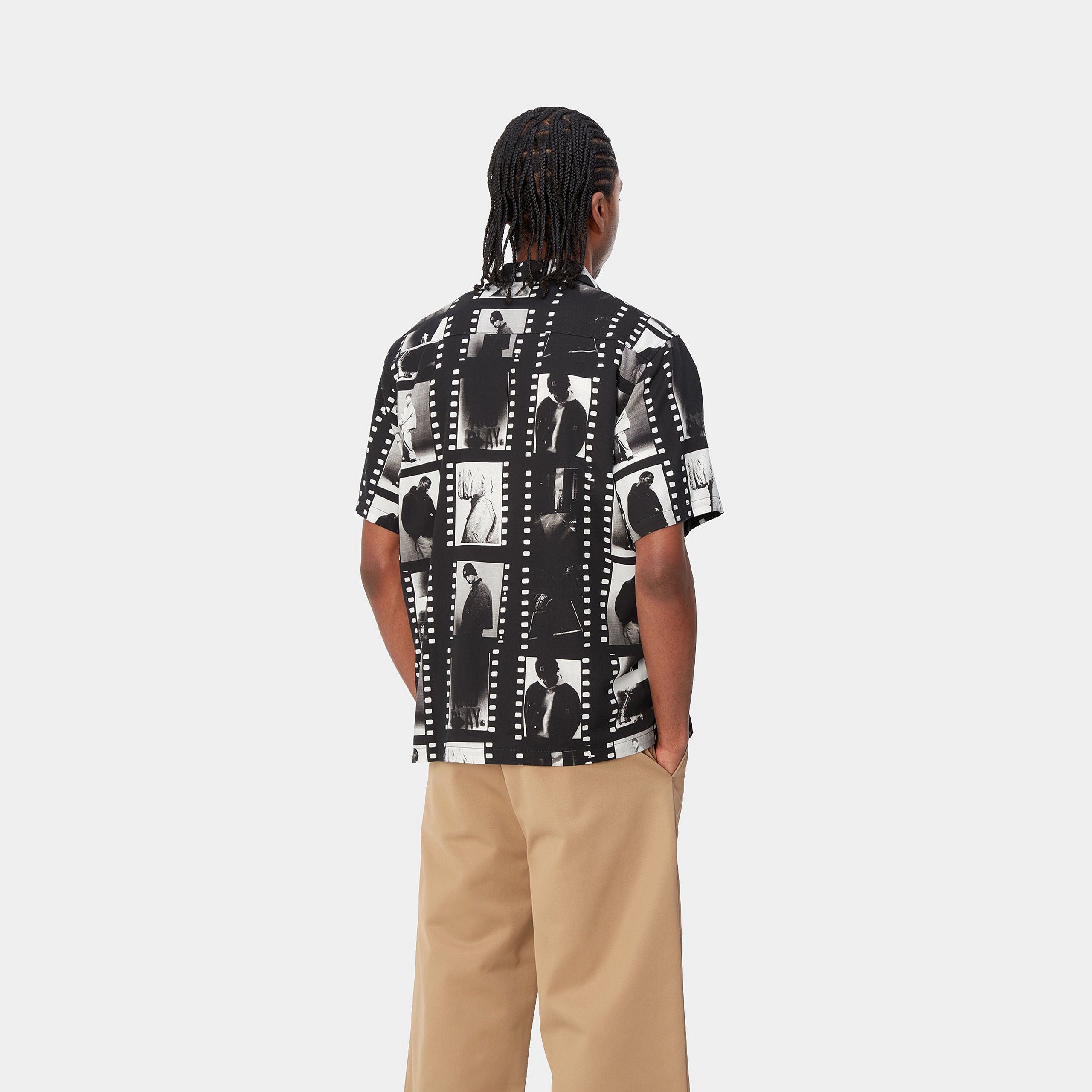 S/S PHOTO STRIP SHIRT - Photo Strip AOP, Black / White 3