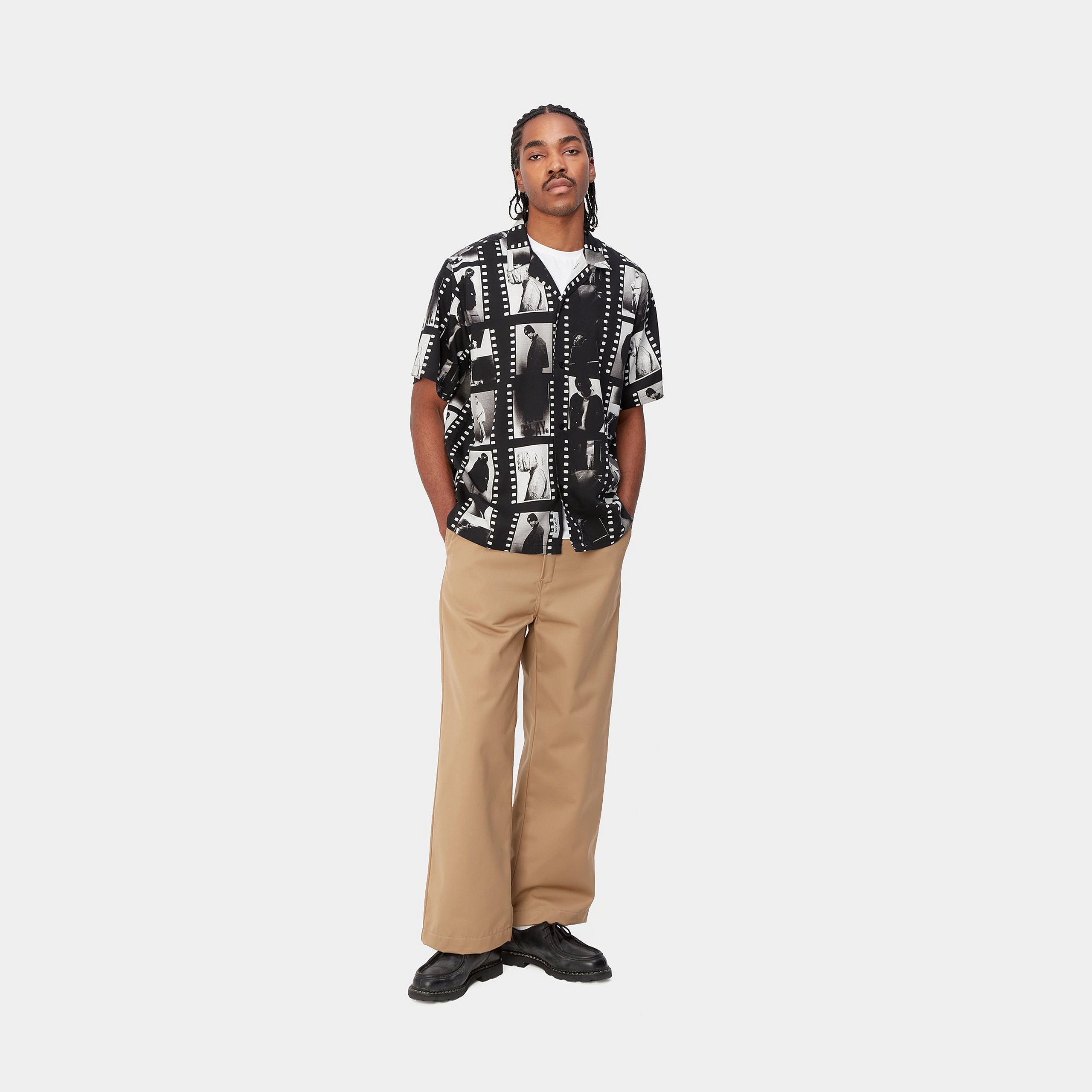 S/S PHOTO STRIP SHIRT - Photo Strip AOP, Black / White 4