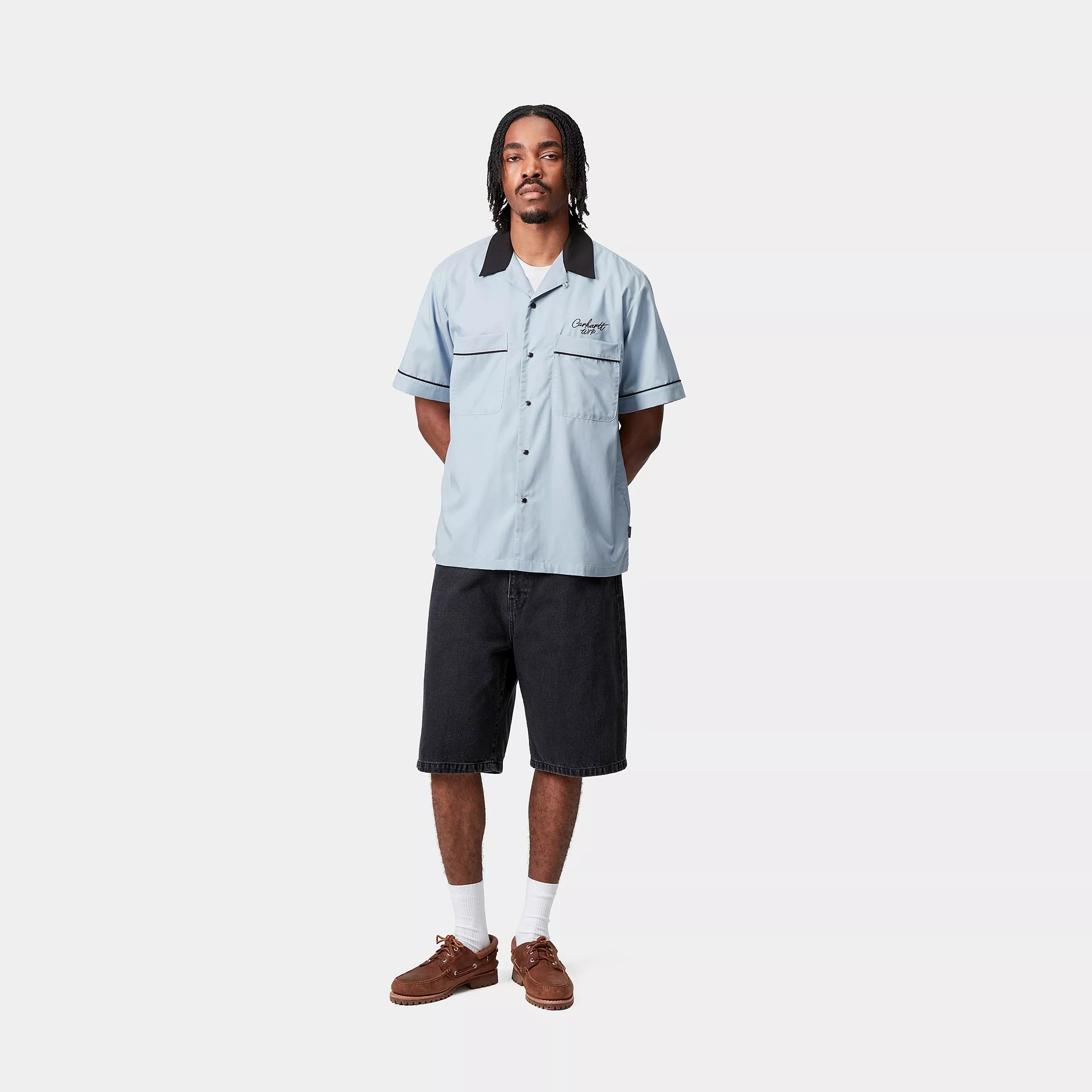 S/S BOWL SHIRT  - Blue Fog / Black