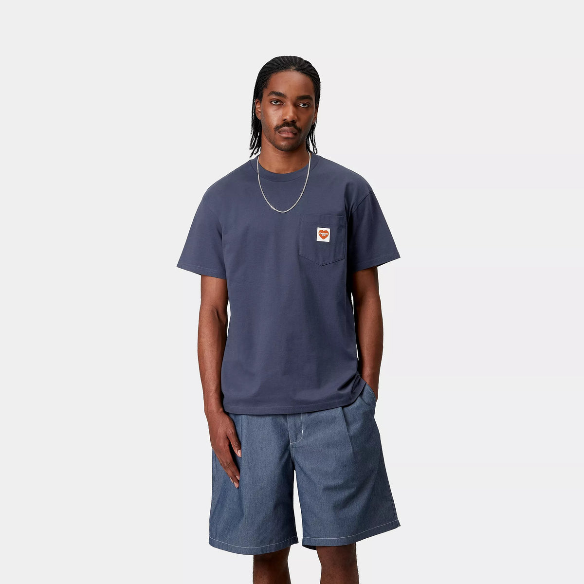 S/S POCKET HEART T-SHIRT - Blue 2