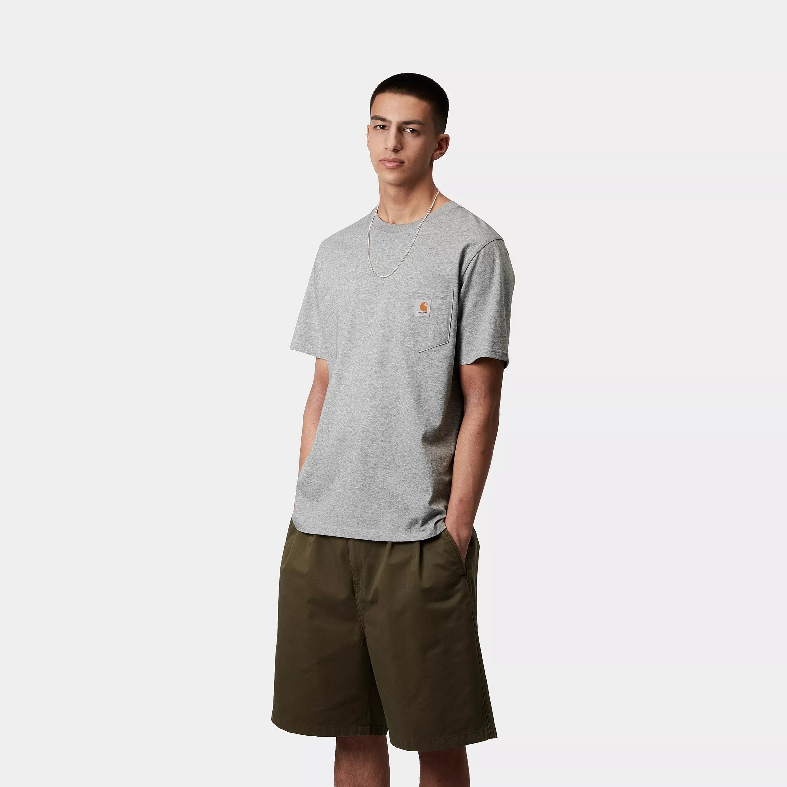 S/S POCKET T-SHIRT - Grey Heather