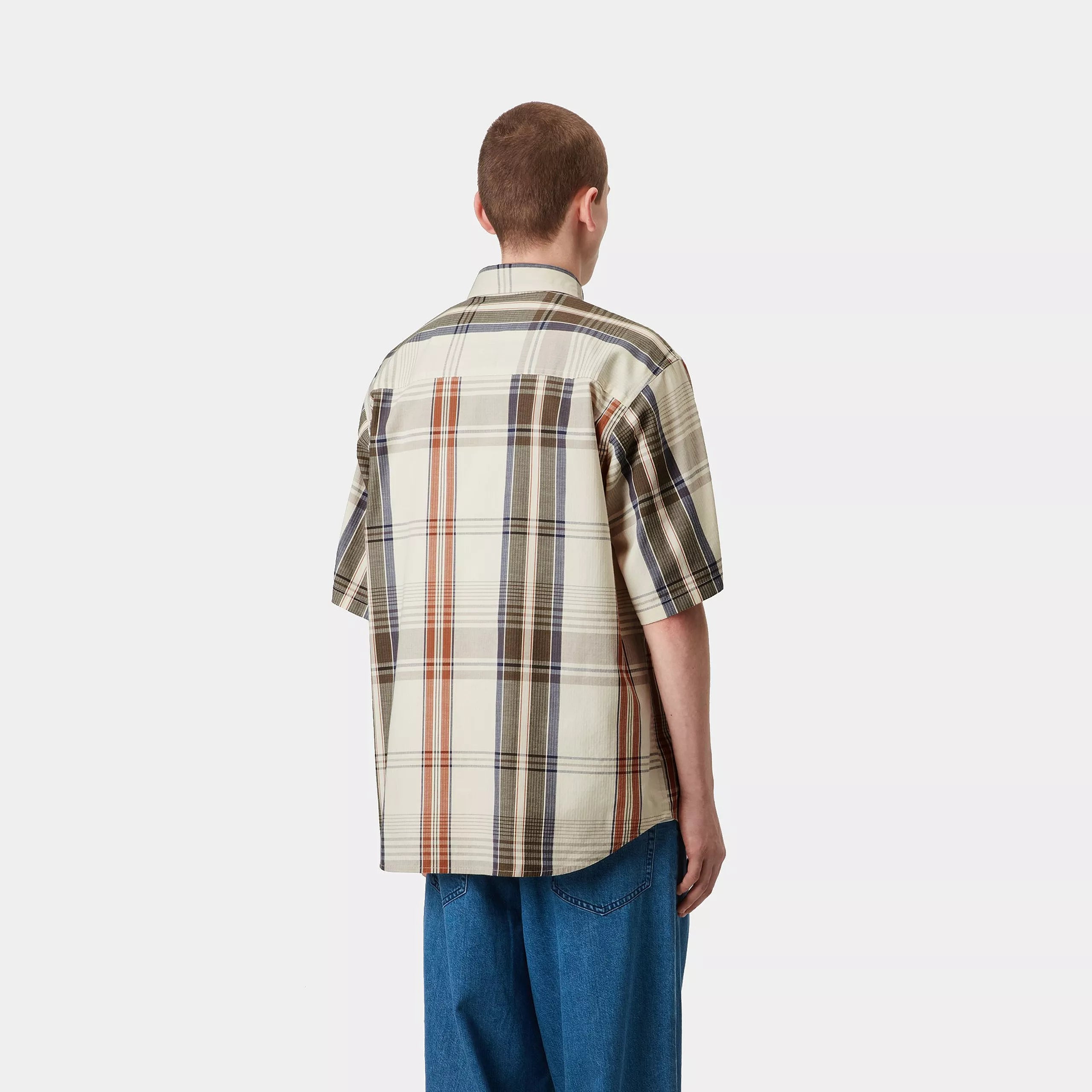 S/S ROSLIN SHIRT - Roslin Check, Natural / Wax 3