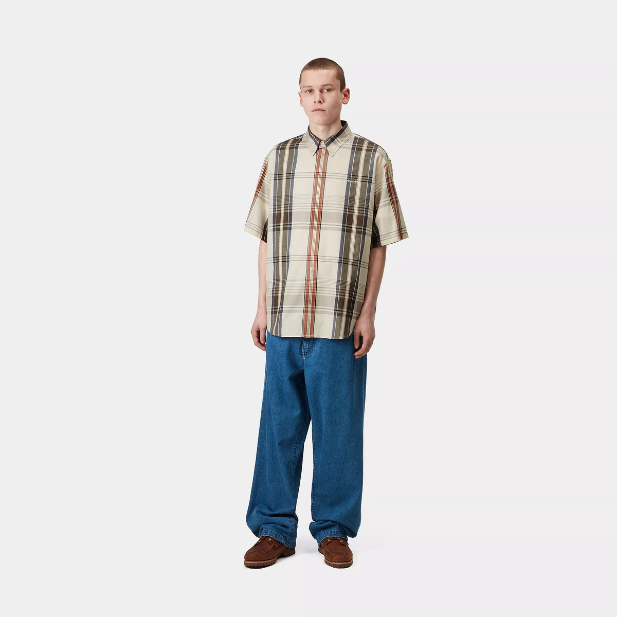 S/S ROSLIN SHIRT - Roslin Check, Natural / Wax 4