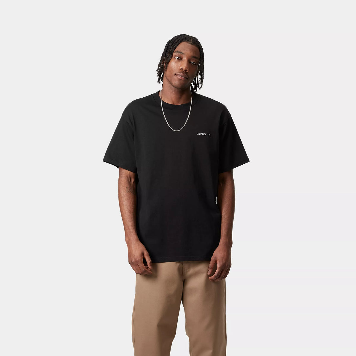 S/S SCRIPT EMBROIDERY T-SHIRT - Black / White 2