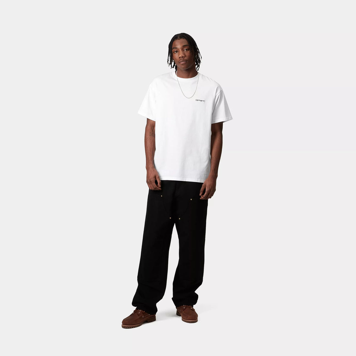 S/S SCRIPT EMBROIDERY T-SHIRT - White / Black 4