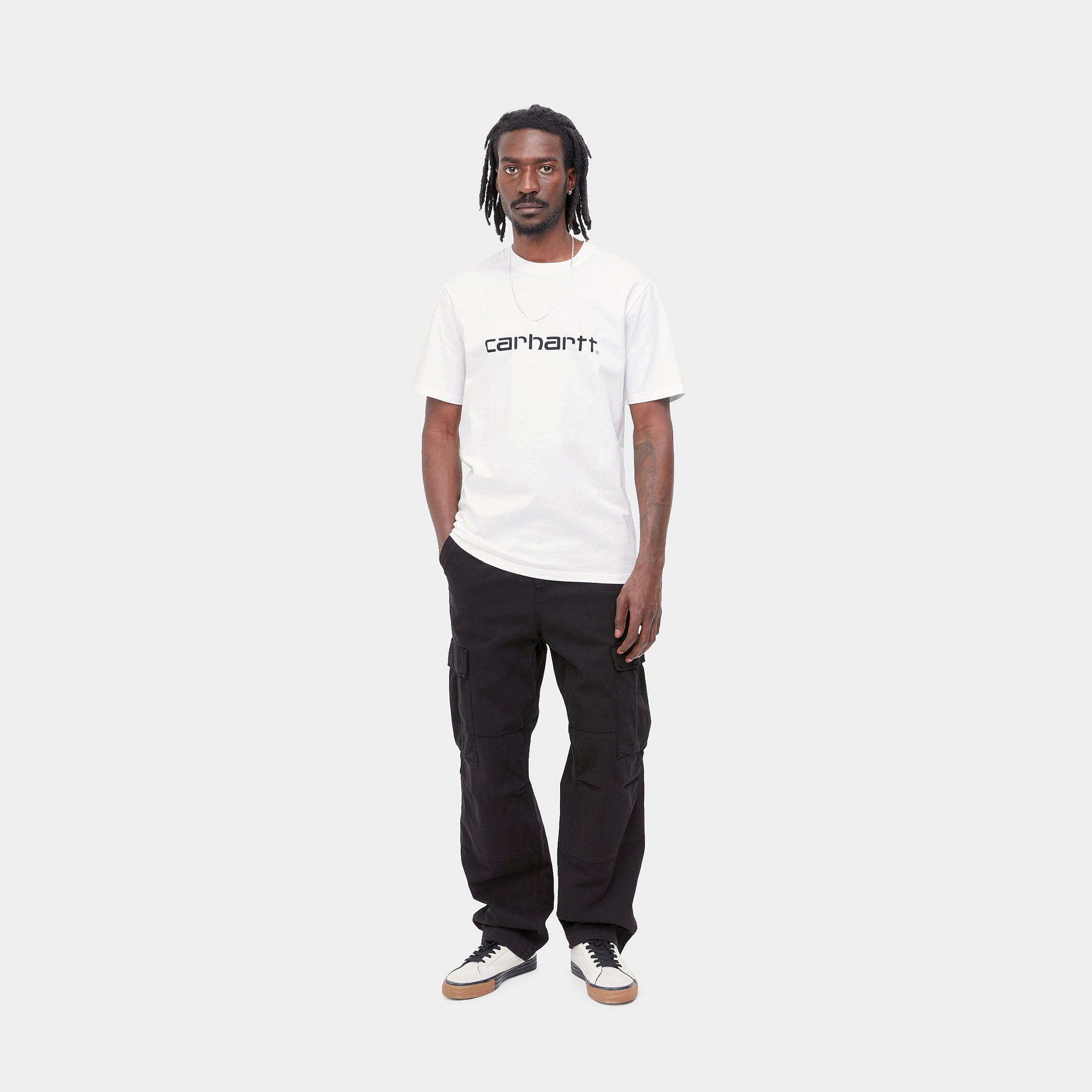 S/S SCRIPT T-SHIRT - White / Black