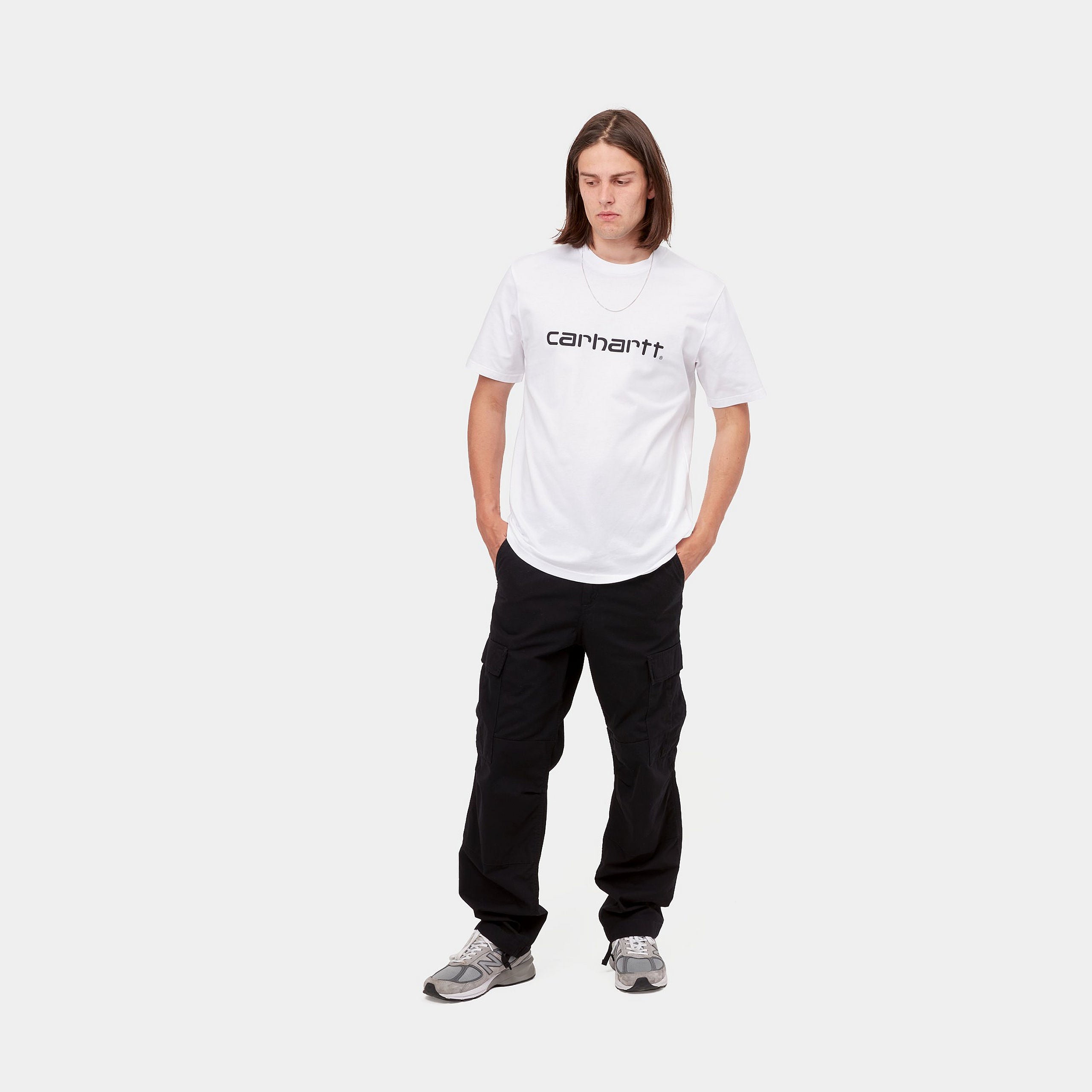 S/S SCRIPT T-SHIRT - White / Black