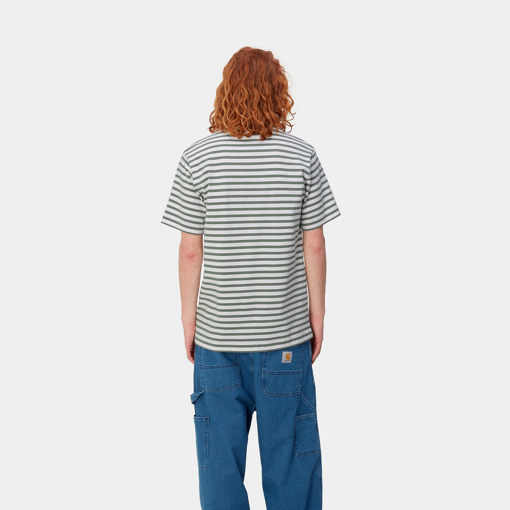 S/S SEIDLER POCKET T-SHIRT - Seidler Stripe, Park / White