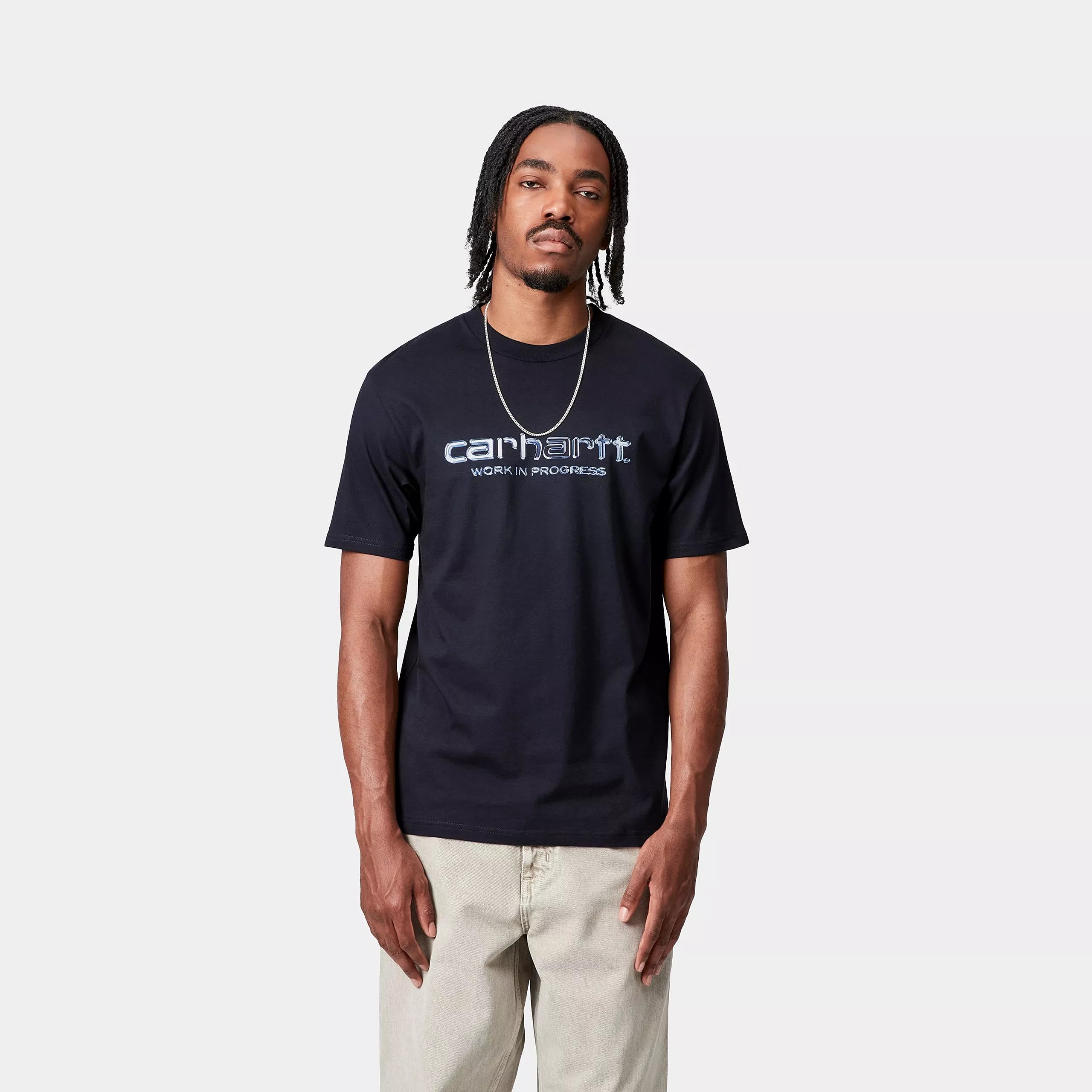 S/S SOLAR CHROME SCRIPT T-SHIRT - Dark Navy