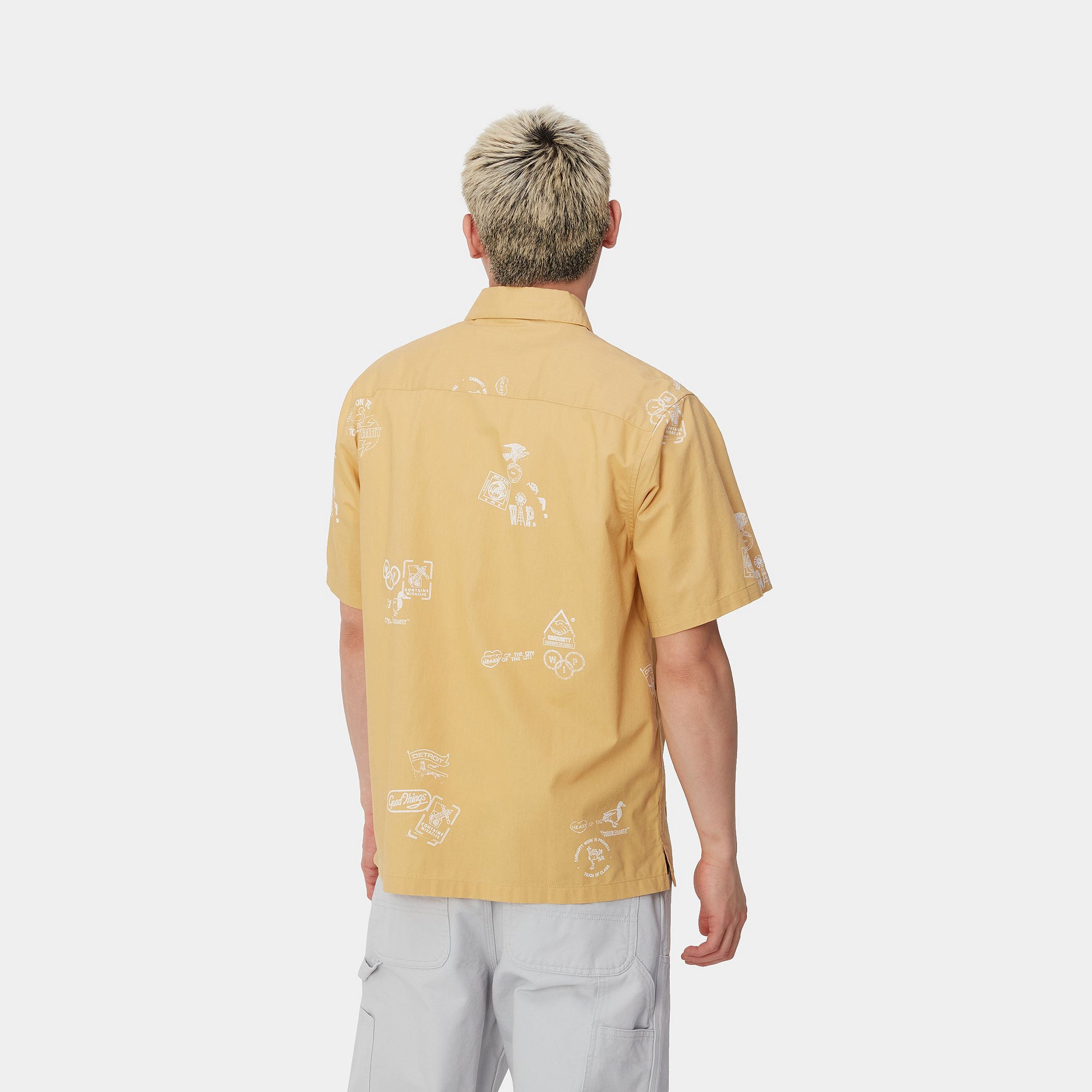 S/S STAMP SHIRT - Stamp Print, Bourbon