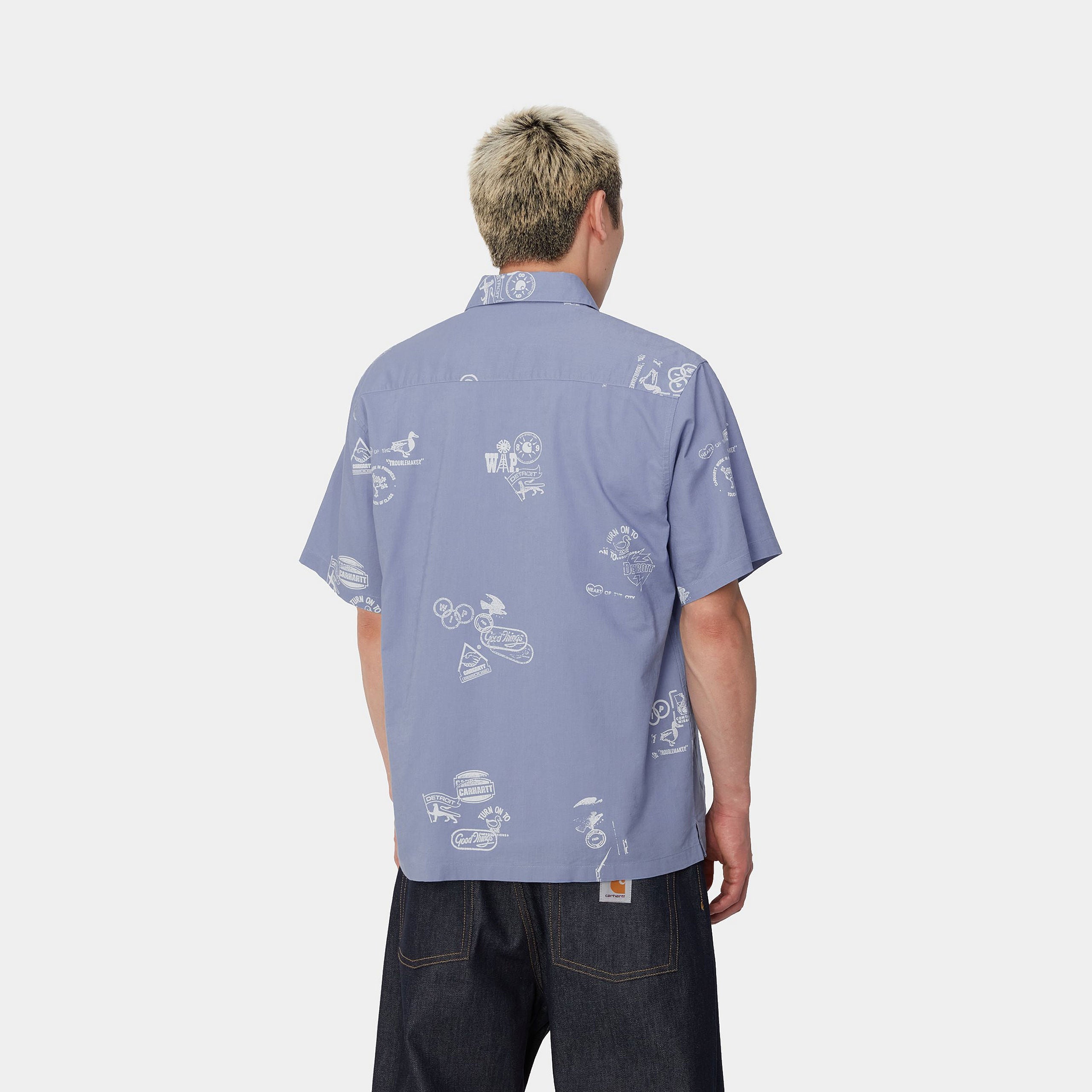 S/S STAMP SHIRT - Stamp Print, Charm Blue 3