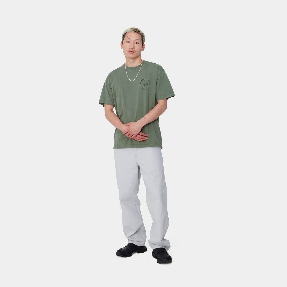 S/S STAMP T-SHIRT - Duck Green / Black (stone washed) 4