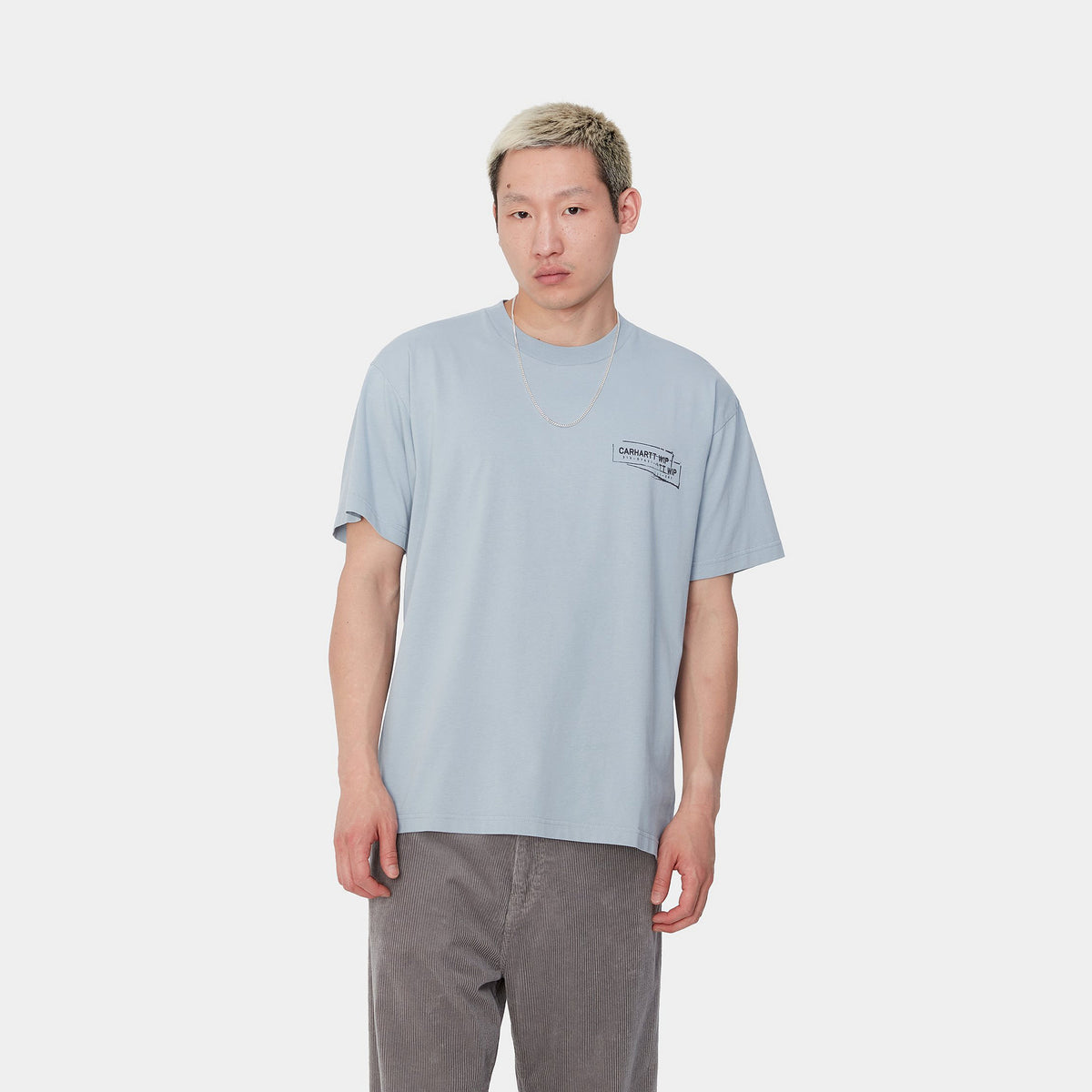 S/S STAMP T-SHIRT - Misty Sky / Black (stone washed) 2
