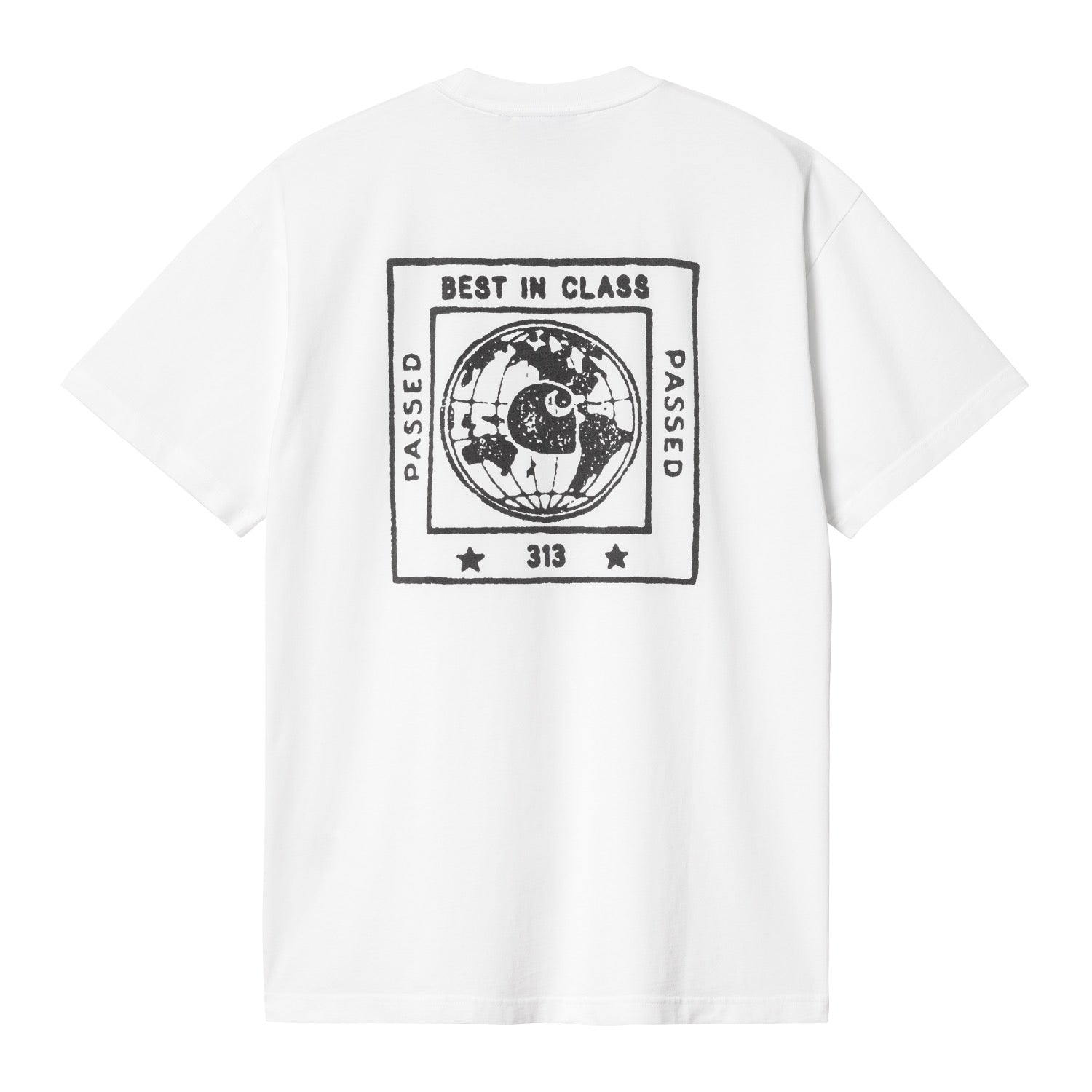 S/S STAMP T-SHIRT - White / Black (stone washed)