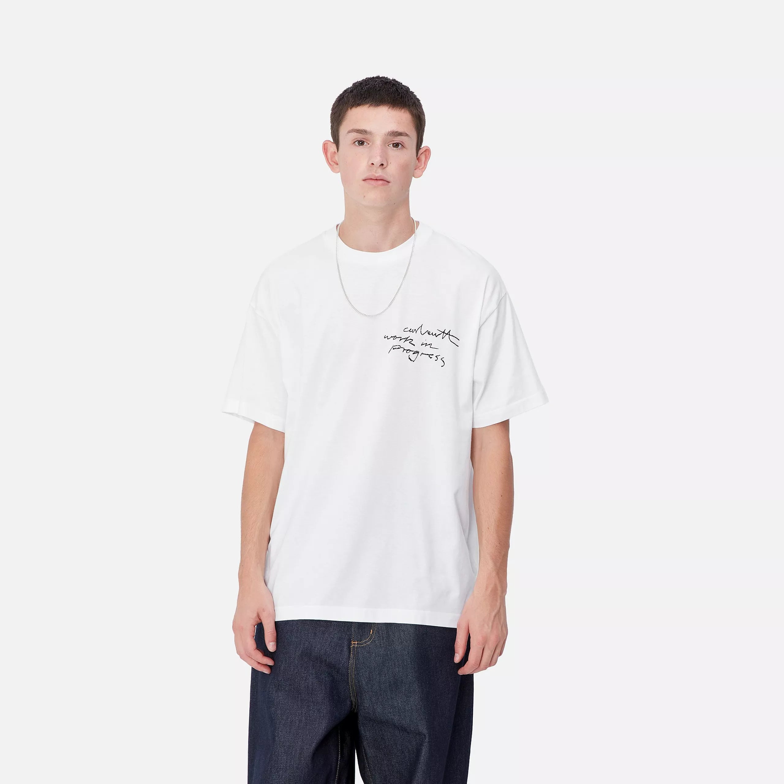 S/S WIP PENCIL T-SHIRT - White / Black