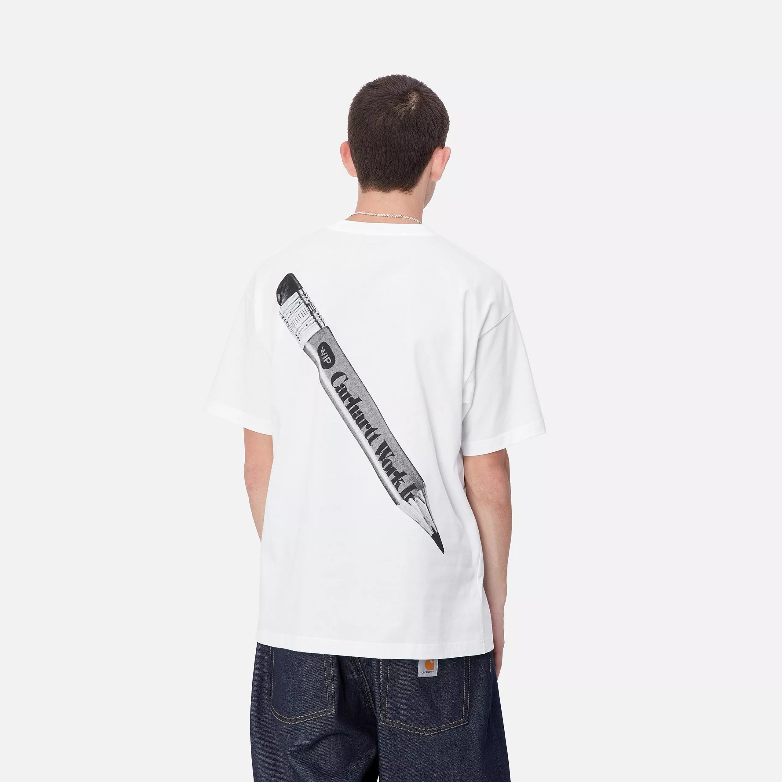 S/S WIP PENCIL T-SHIRT - White / Black