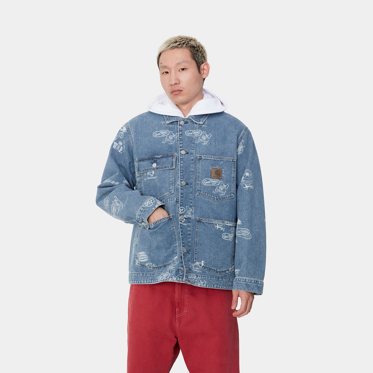 STAMP JACKET - Stamp Print, Blue (bleached) 4