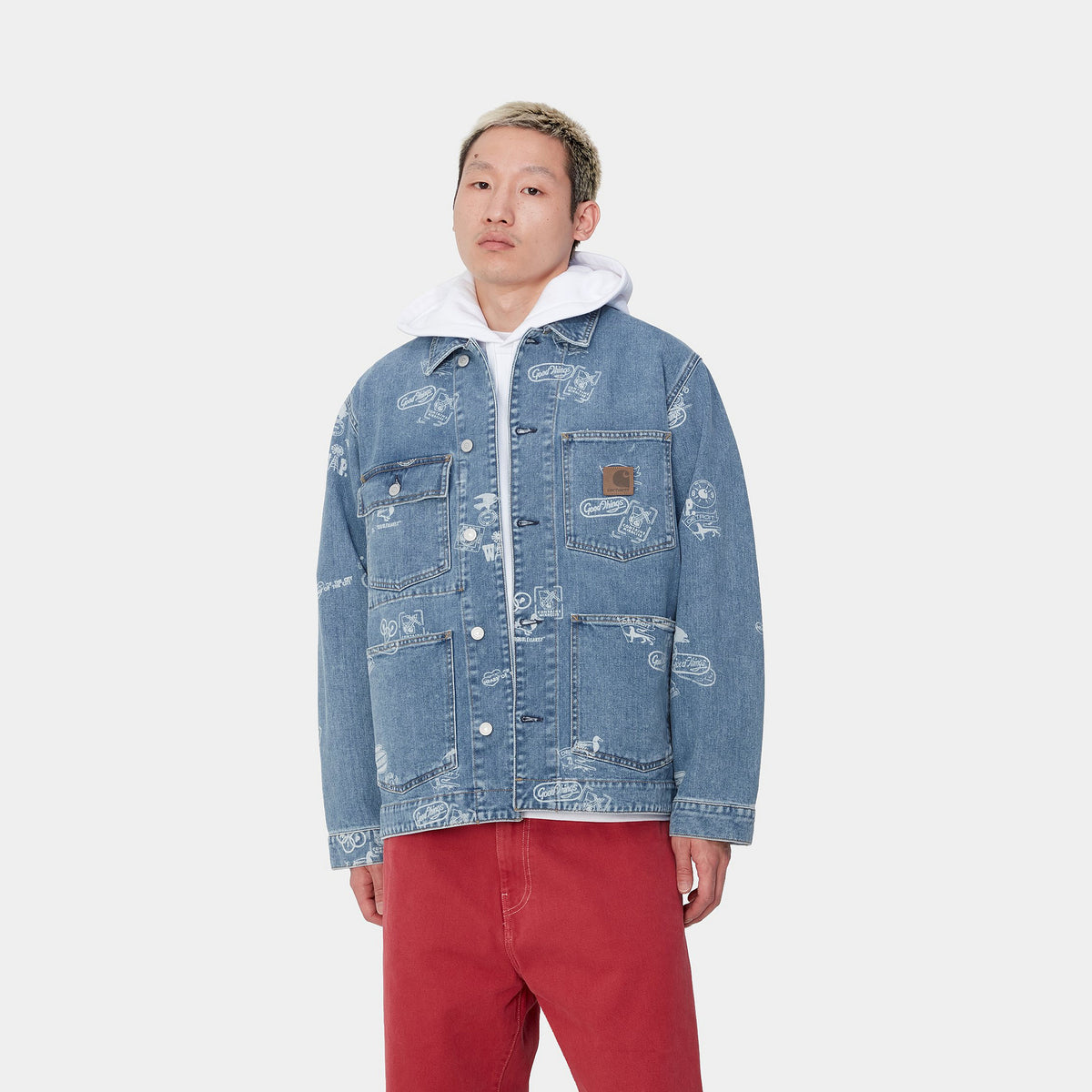 STAMP JACKET - Stamp Print, Blue (bleached) 2
