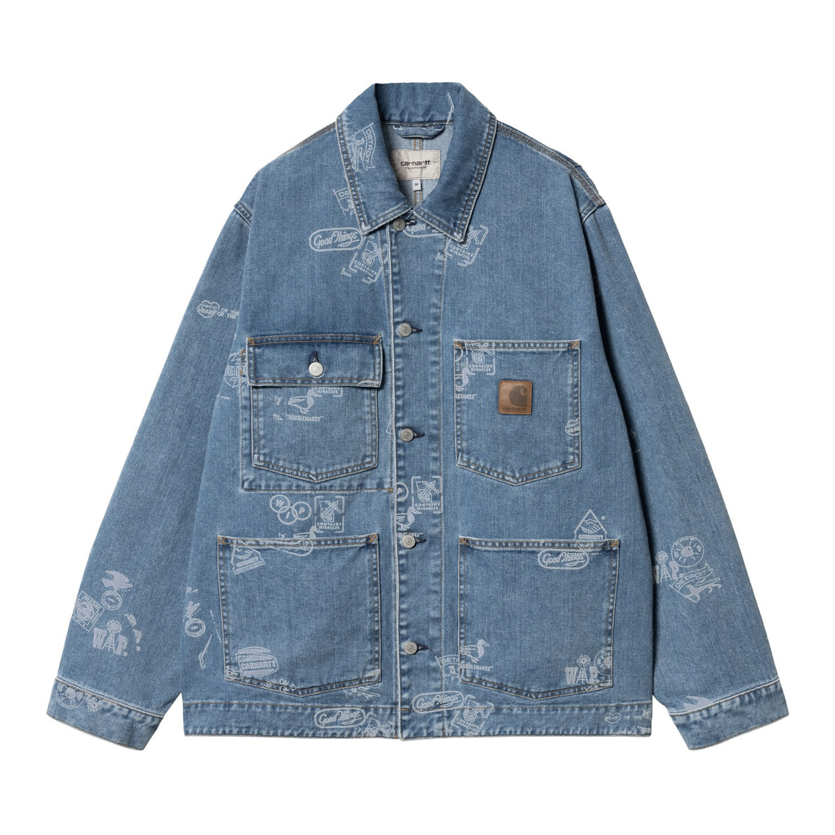 STAMP JACKET - Stamp Print, Blue (bleached) 1