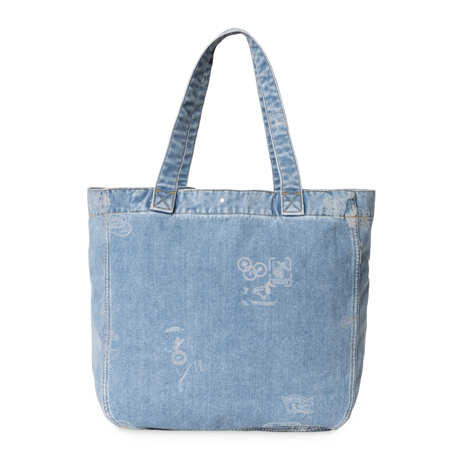 STAMP TOTE BAG - Stamp Print, Blue (bleached)