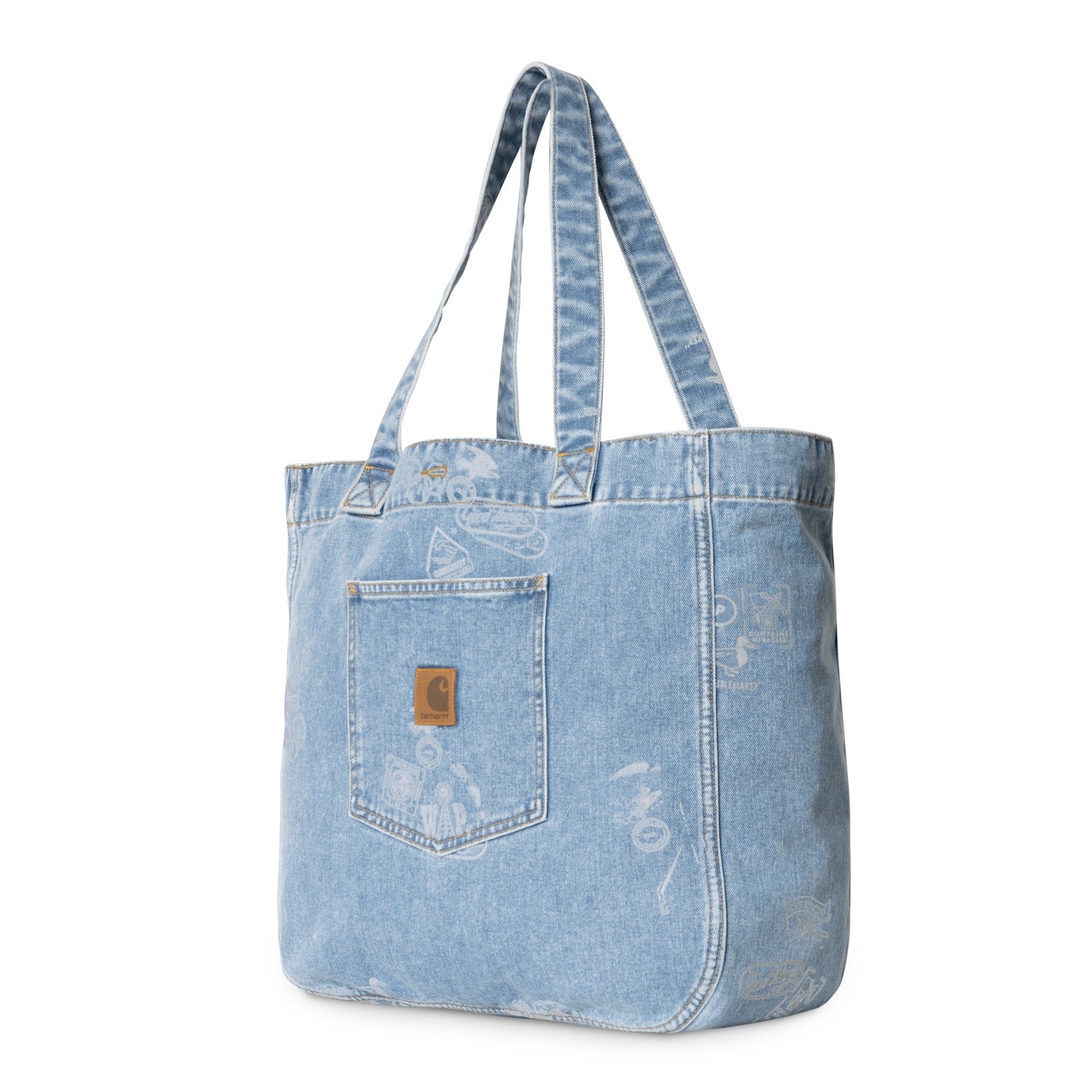 STAMP TOTE BAG - Stamp Print, Blue (bleached)