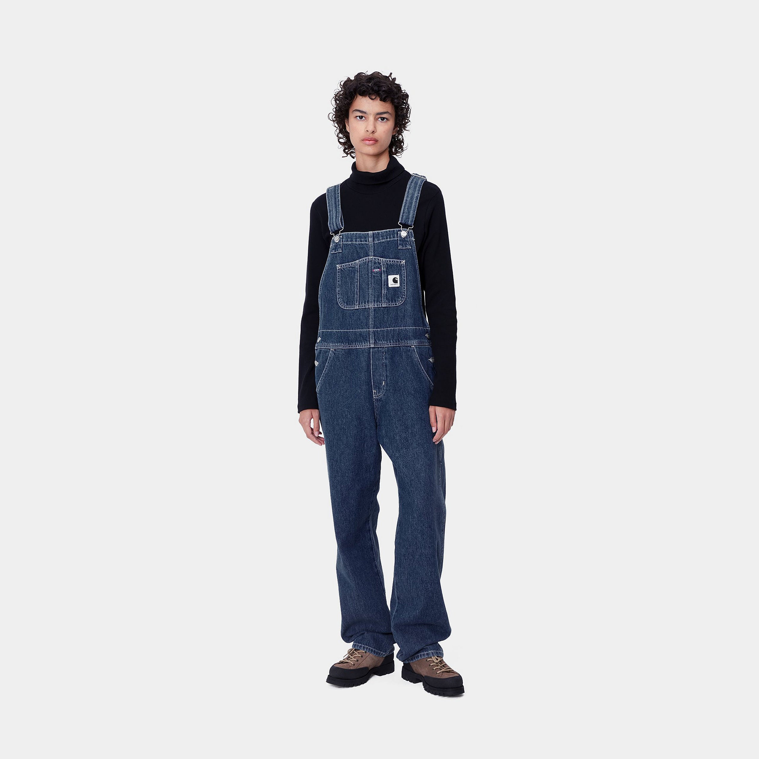 W' BIB OVERALL STRAIGHT - Blue (stone washed)