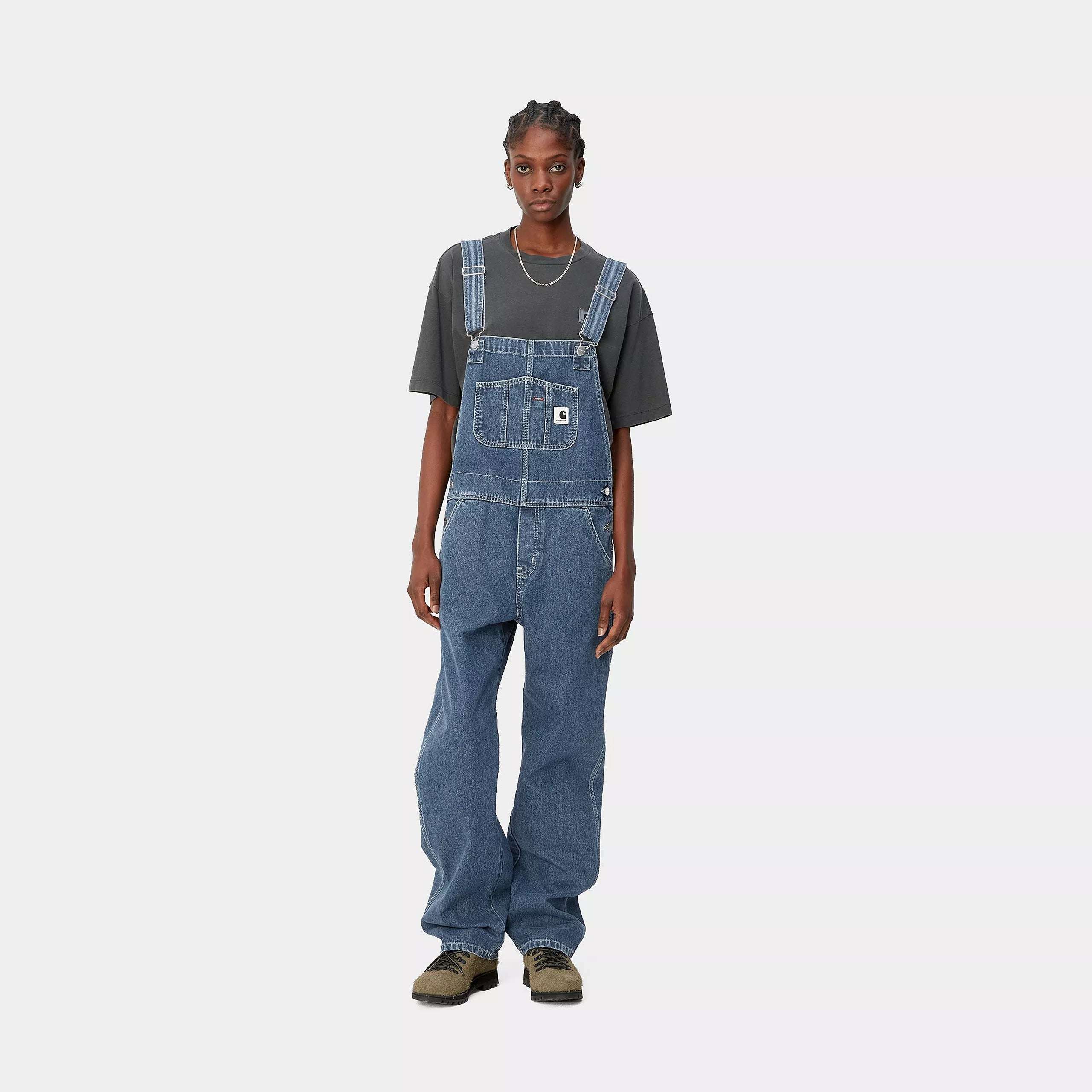 W' BIB OVERALL STRAIGHT - Blue (stone washed)