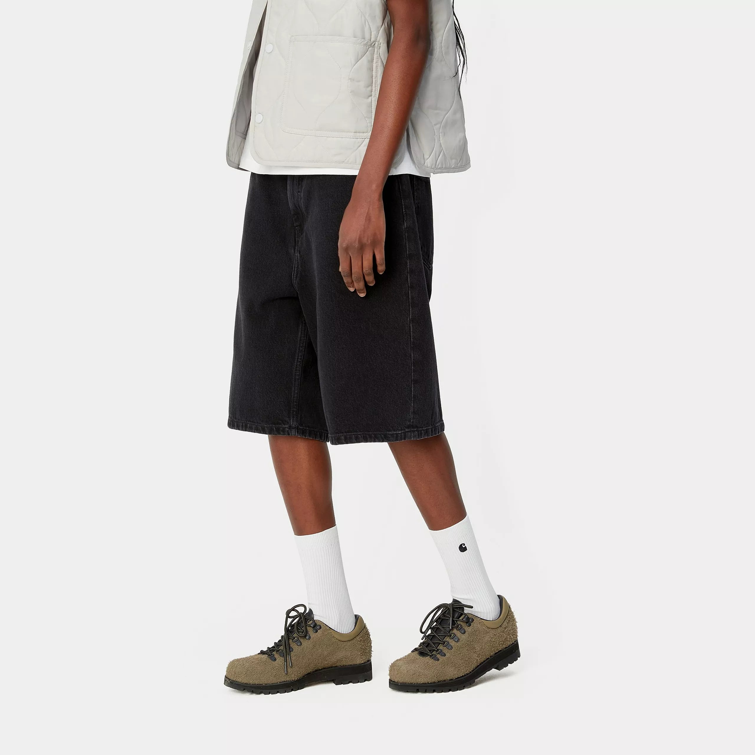 W' BRANDON SHORT - Black (stone washed)