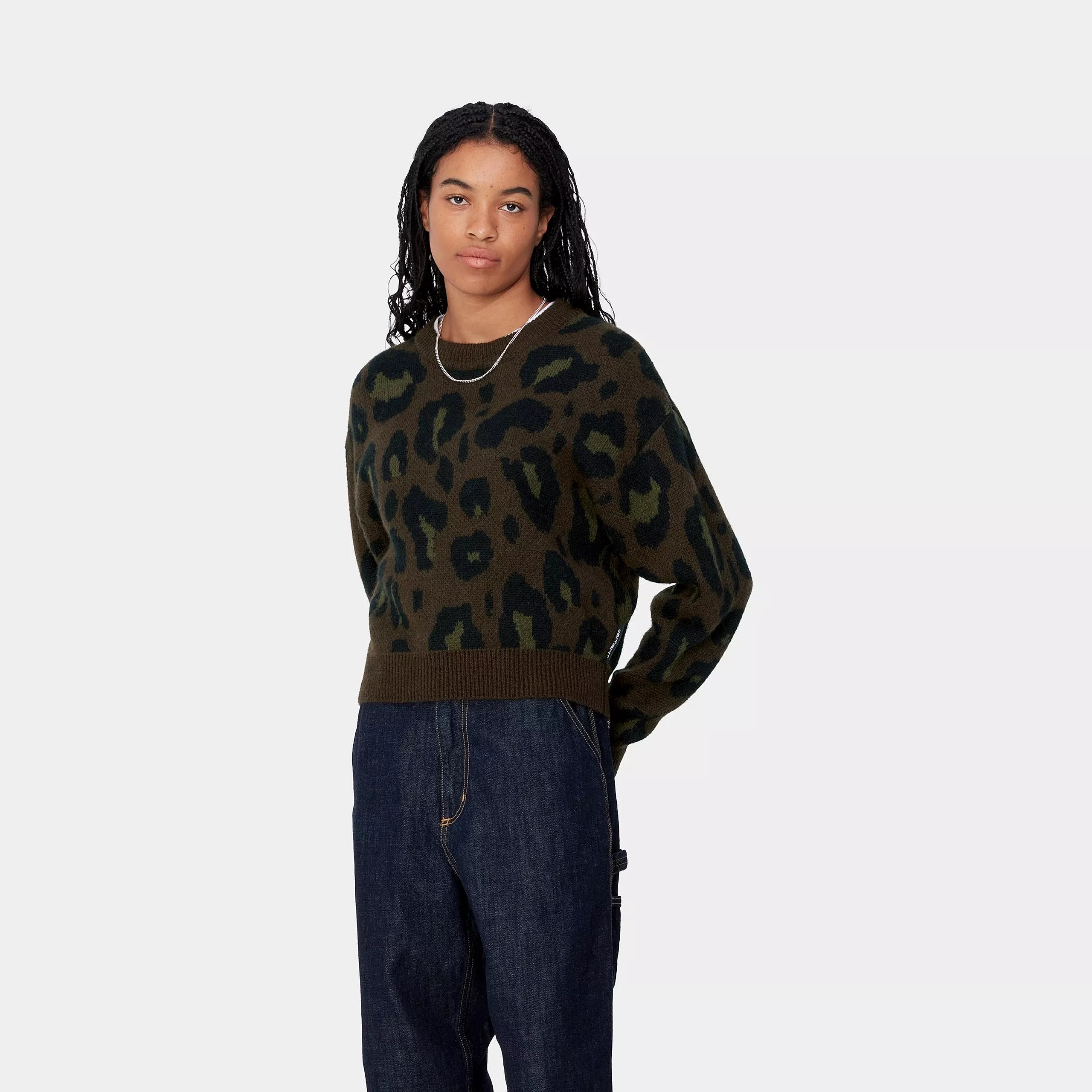 W' MERTON SWEATER - Camo Leo Jacquard, Tamarind