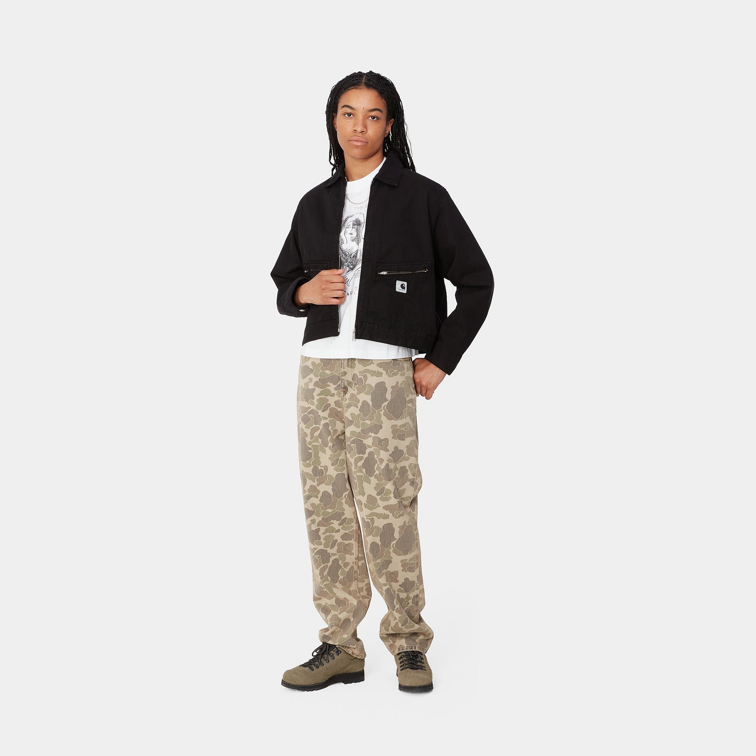 W' DUCK ORELL PANT - Camo Duck, Black (bleached)