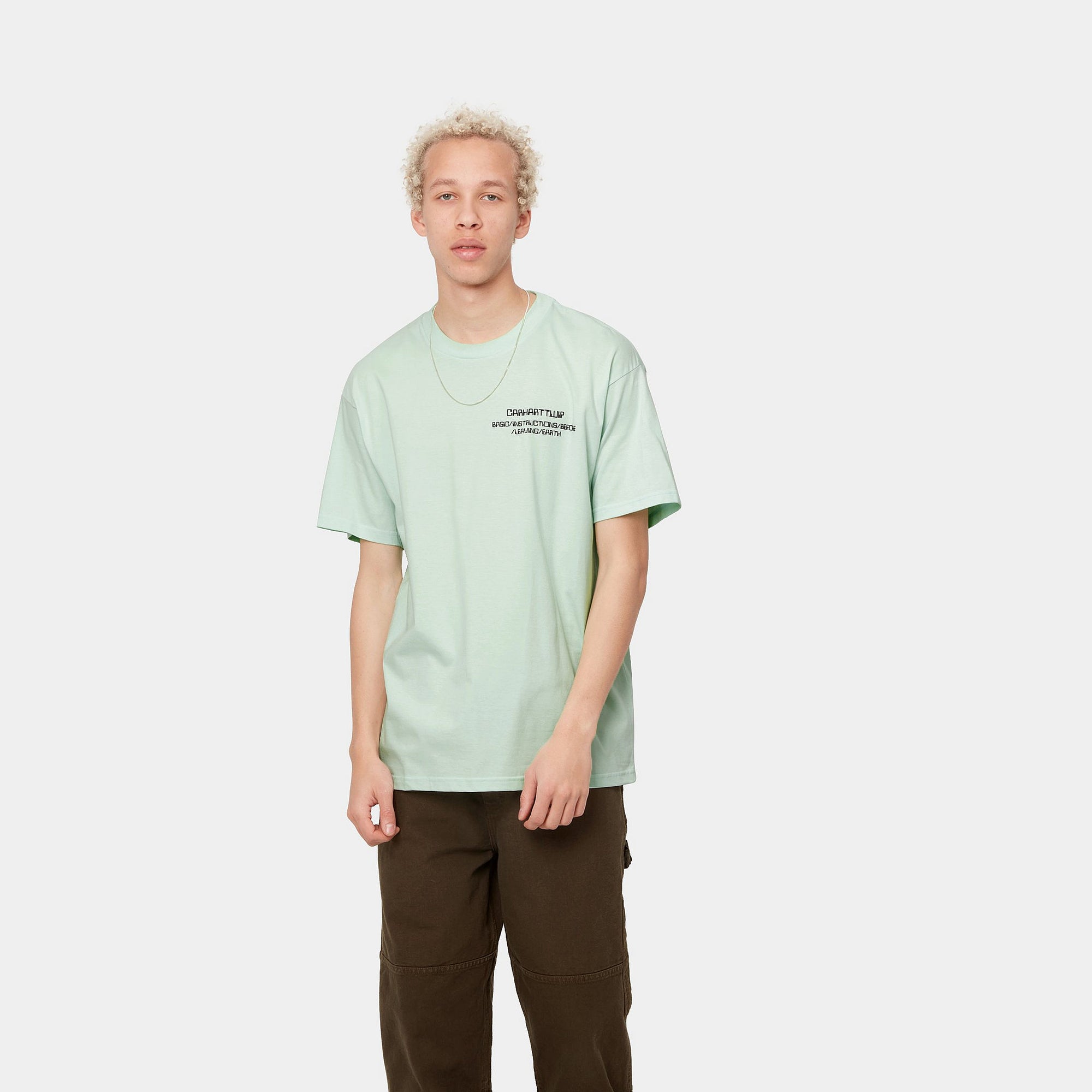 S/S LEAVING EARTH T-SHIRT - Pale Spearmint/Black